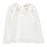 MONNALISA shirt tinta unita con colletto e applicazioni Bianco per Bambina 11D627J BIANCO MONNALISA