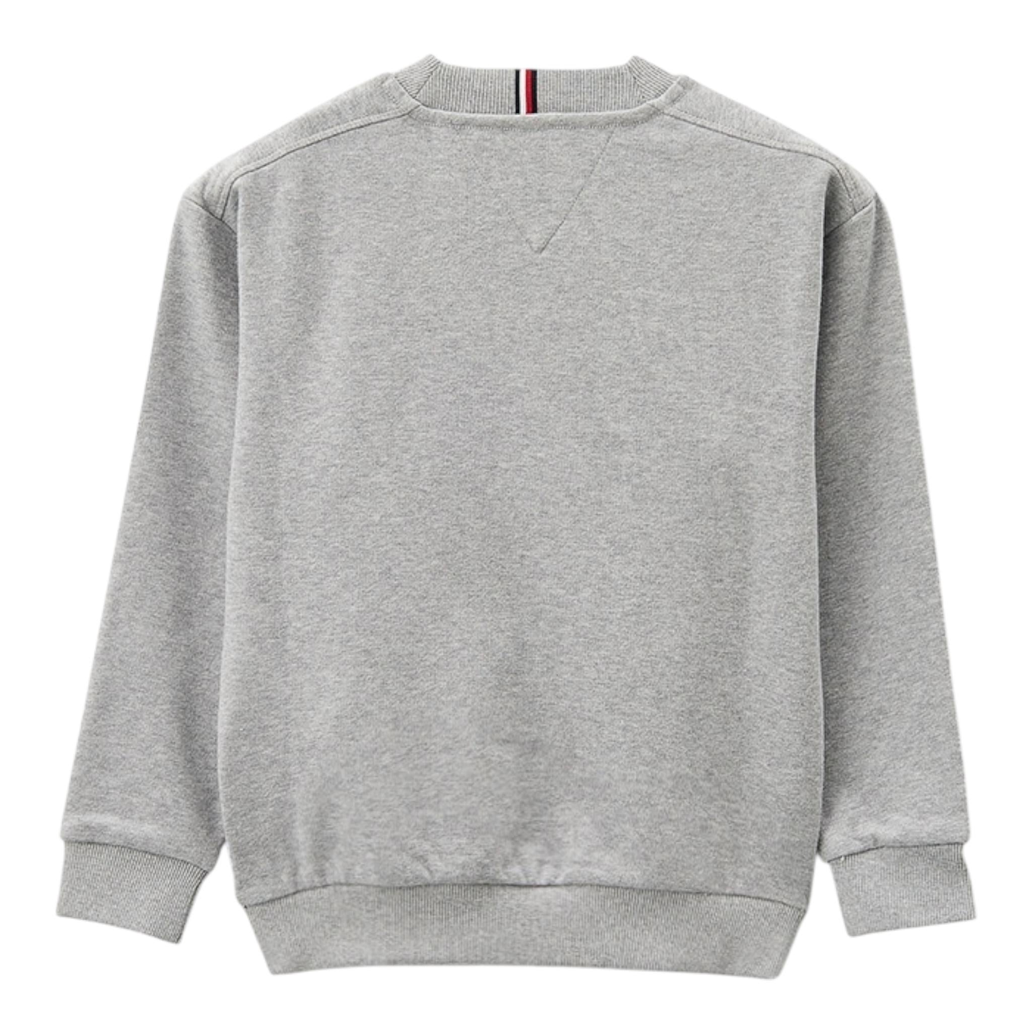 TOMMY HILFIGER felpa girocollo tinta unita con stampa Grigio per Bambino KB0KB090599 GRIGIO TOMMY HILFIGER