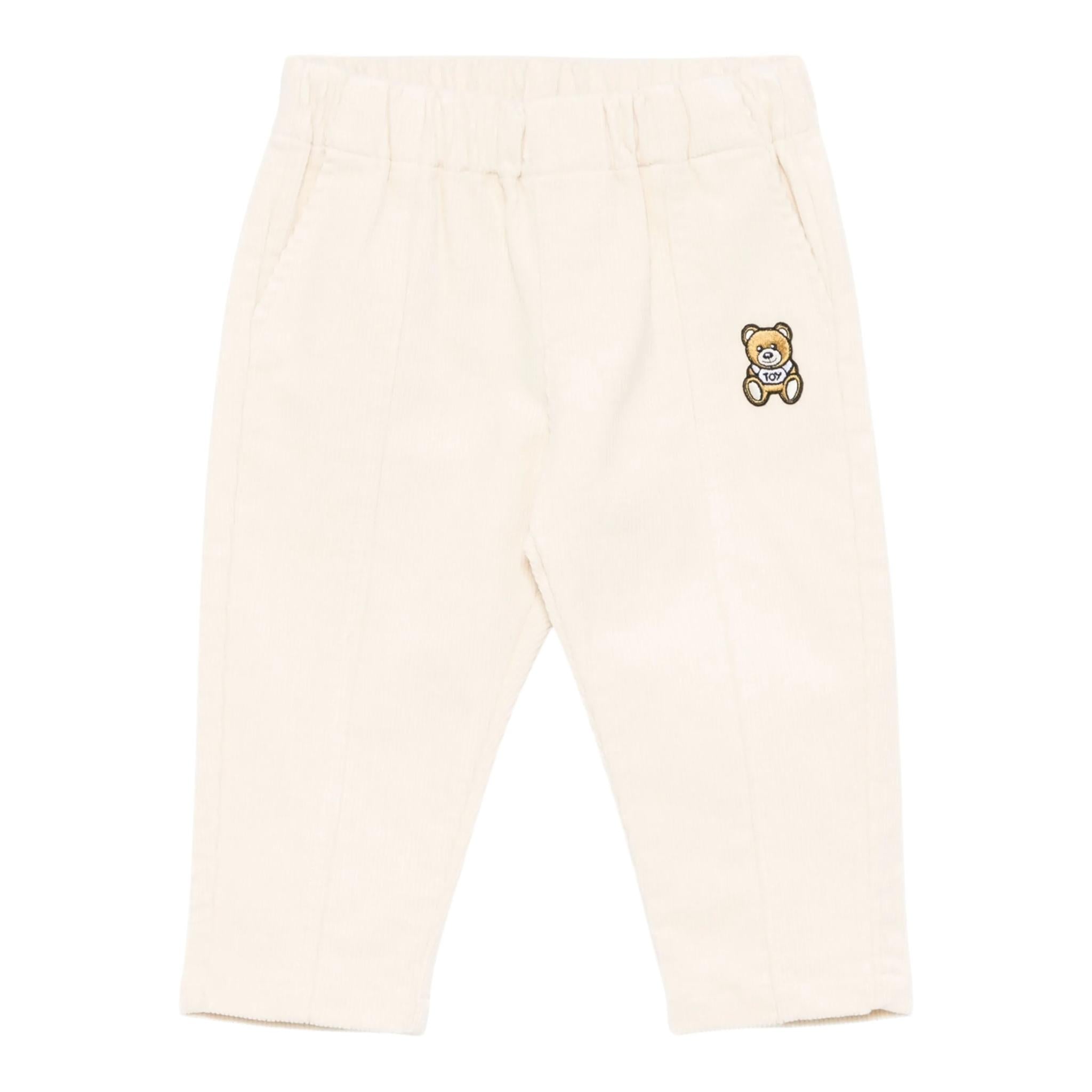 MOSCHINO pantalone tinta unita con camoscio Beige per Neonato MUP053 BEIGE MOSCHINO