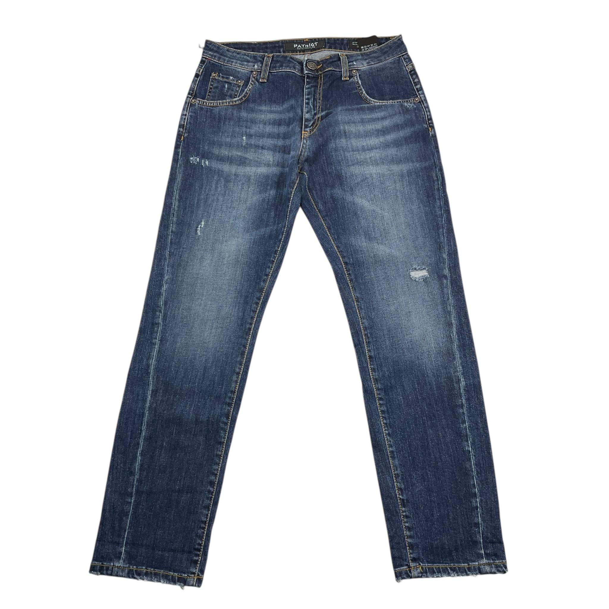 PATRIOT jeans tinta unita con logo Blu per Bambino PBK23 BLU PATRIOT