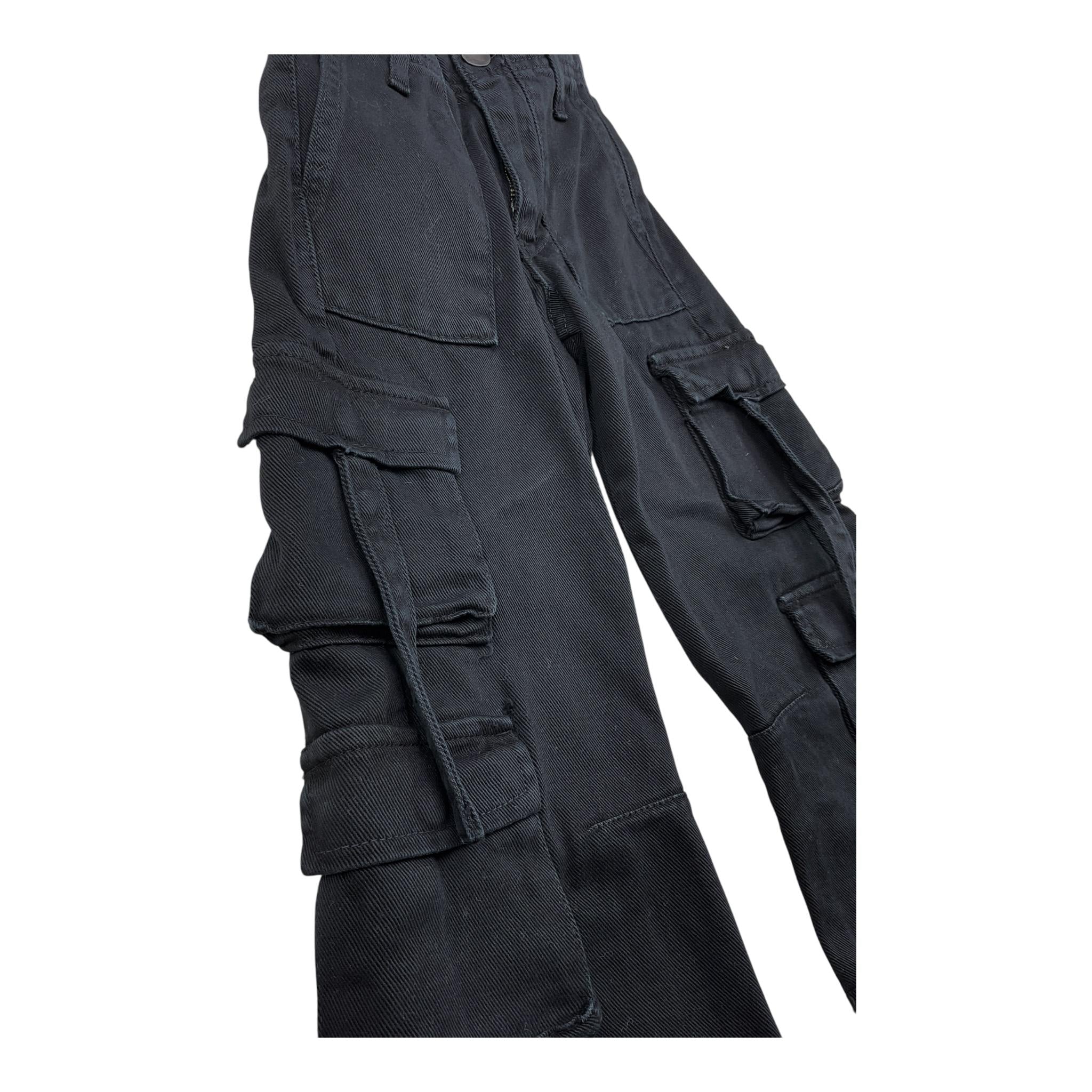 JANICE jeans tinta unita modello cargo a palazzo Nero per Bambina JN579B NERO JANICE