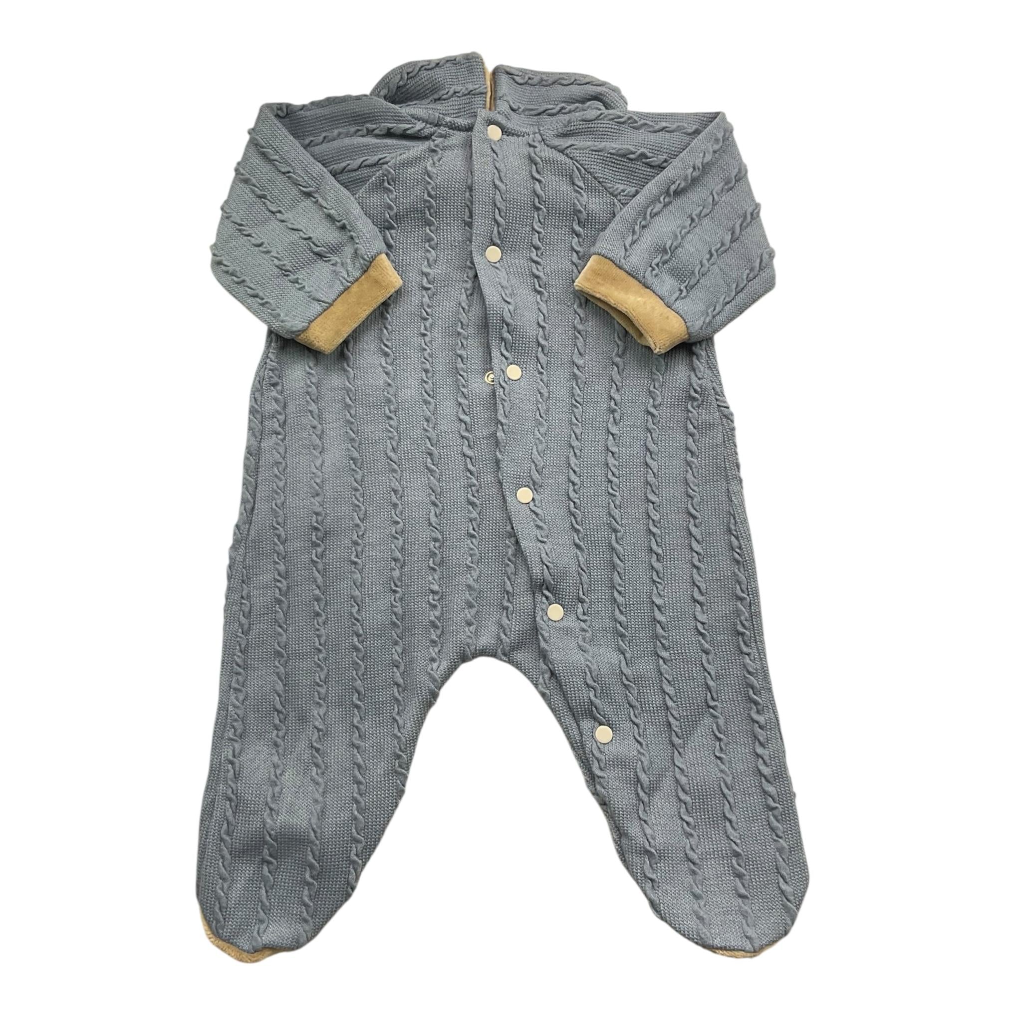 LA STUPENDERIA tutina tinta unita con colletto in contrasto Blu per Neonato TBTT61 BLU LA STUPENDERIA