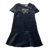 MOSCHINO abito tinta unita in velluto con stampa Nero per Bambina HDV0GX NERO MOSCHINO