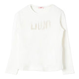 LIU JO shirt girocollo tinta unita con stampa Bianco/beige per Bambina GF4210 BIANCO/BEIGE LIU JO