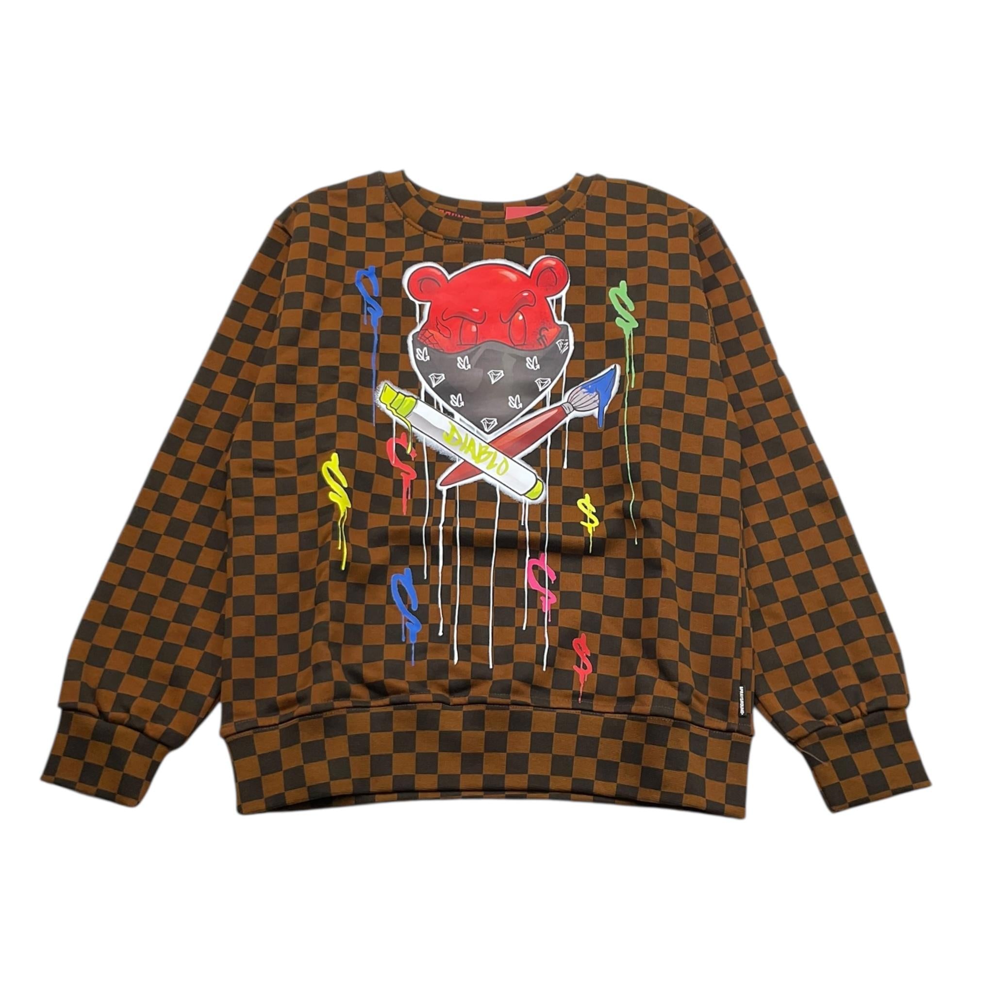 SPRAYGROUND felpa tinta unita girocollo fantasia a scacchi Marrone per Bambino SPY1045 MARRONE SPRAYGROUND