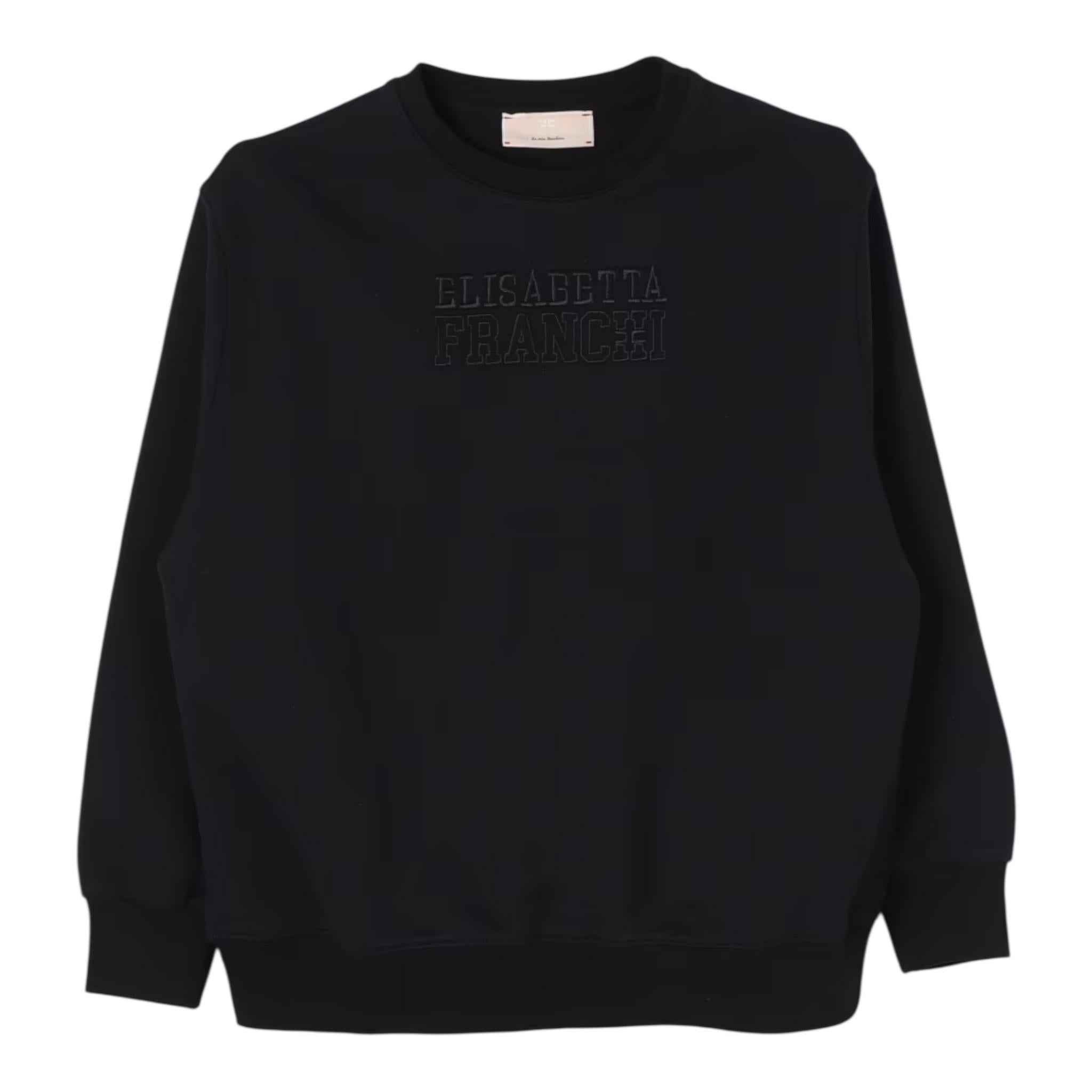 ELISABETTA FRANCHI felpa chiusa girocollo tinta unita con logo Nero per Bambina EFFE138X NERO ELISABETTA FRANCHI