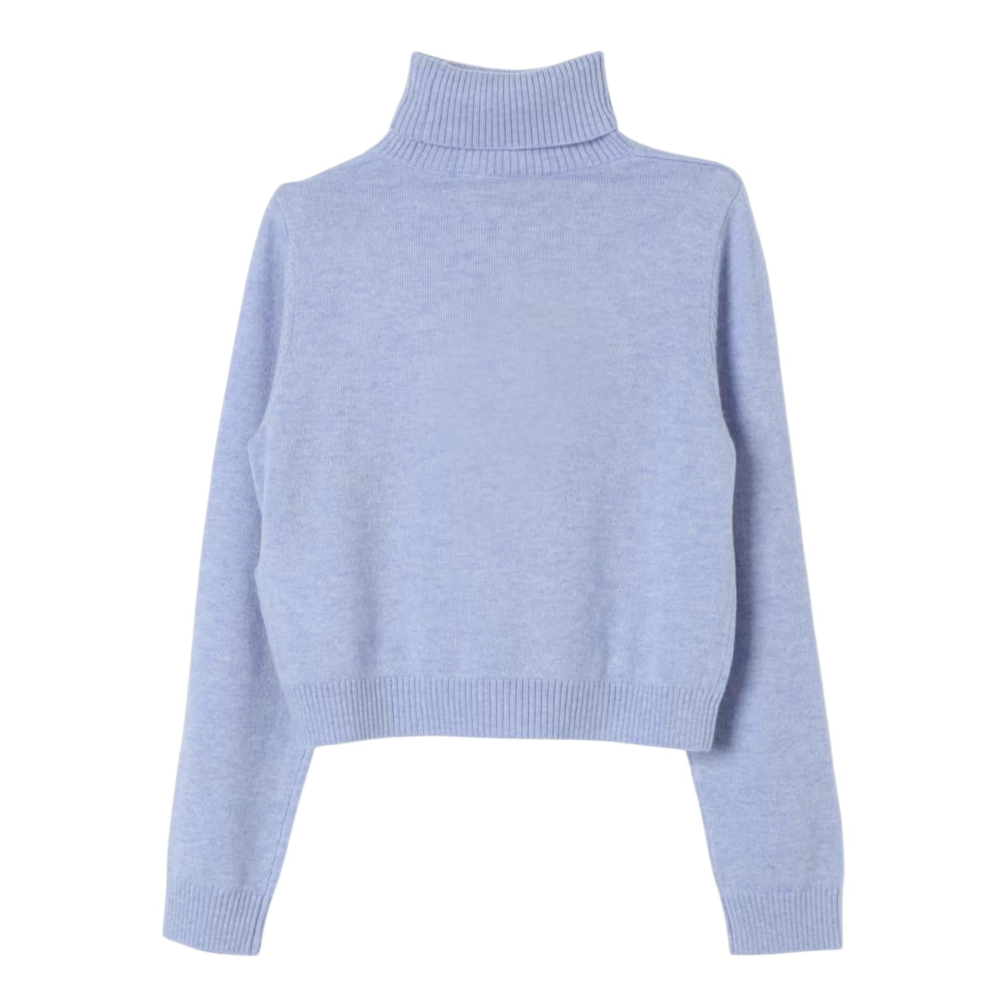 MISS BLUMARINE maglia collo alto tinta unita con brillantini Azzurro per Bambina IF4135 AZZURRO MISS BLUMARINE