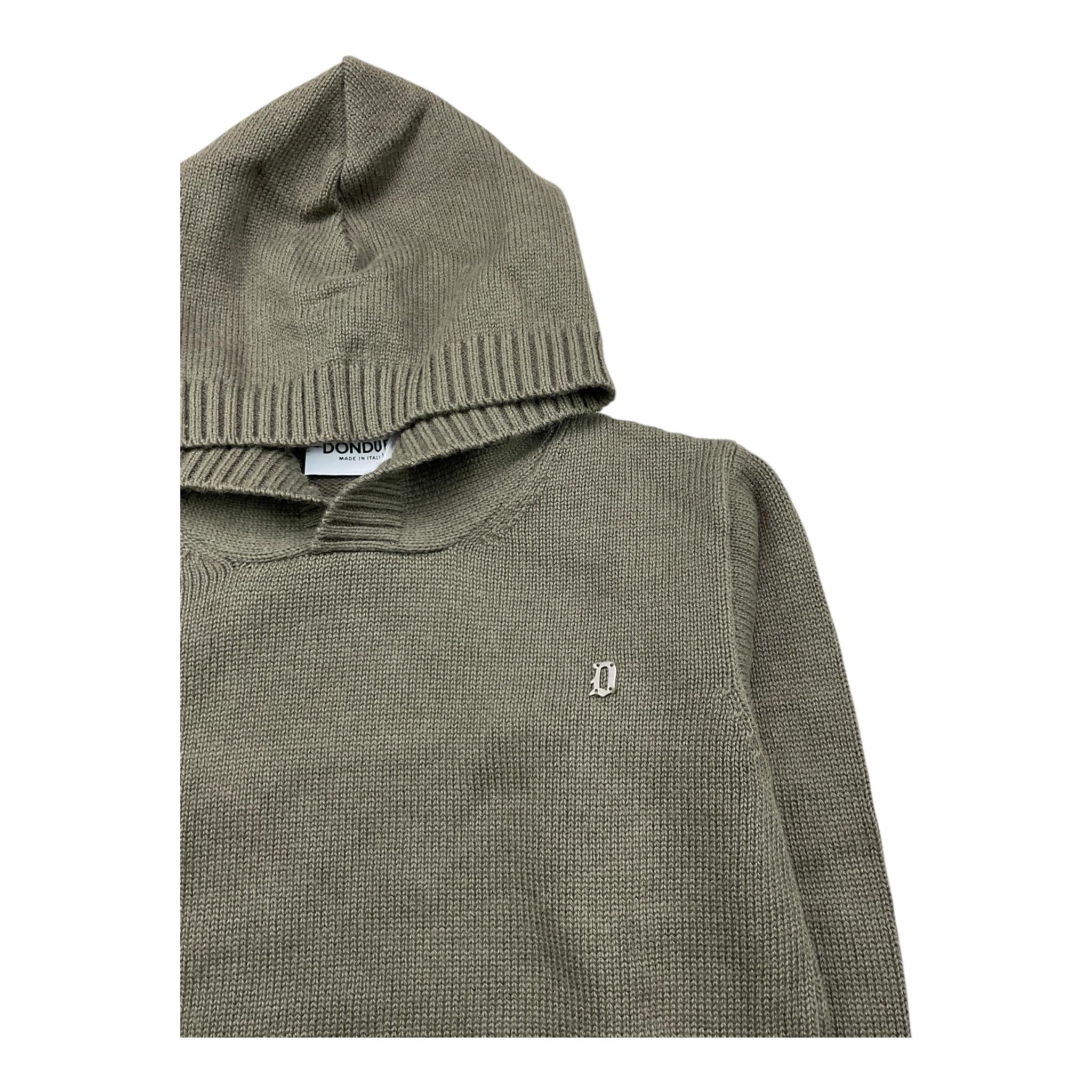 DONDUP maglia tinta unita cn cappuccio e ricamo logo Verde per Bambino DMMA005 VERDE DONDUP