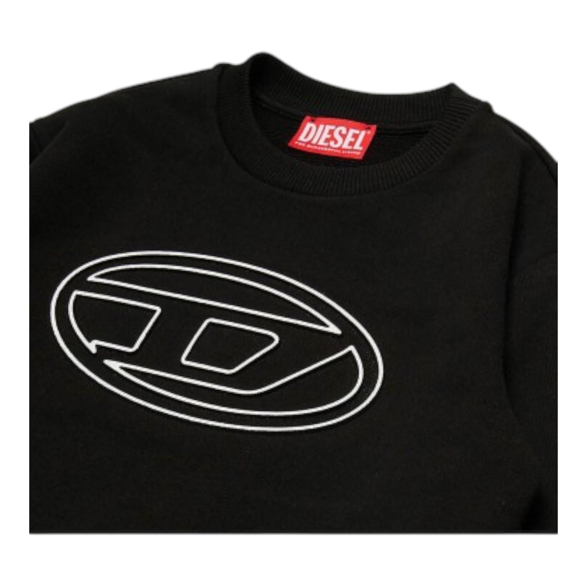 DIESEL felpa chiusa girocollo tinta unita con stampa Nero per Bambino J01787X NERO DIESEL
