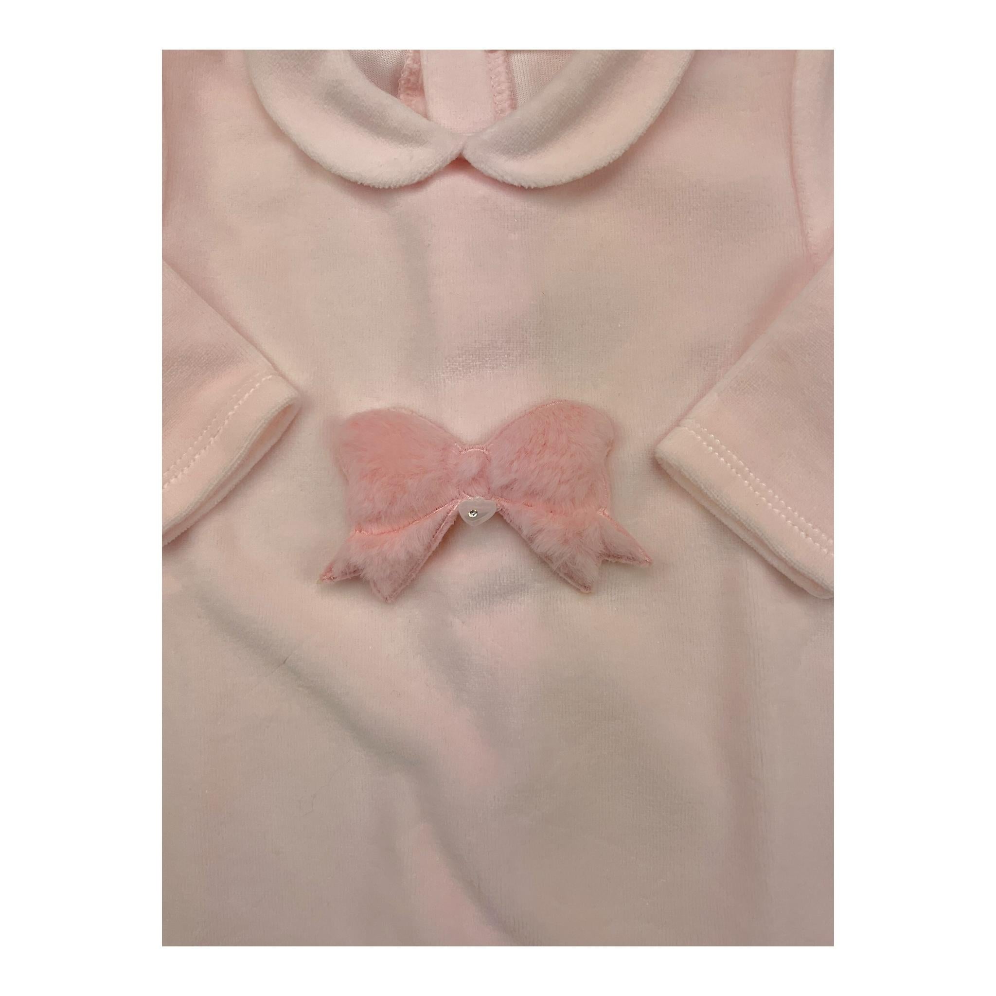 NINNAOH tutina tinta unita con applicazione Rosa per Neonata I2412T ROSA NINNAOH