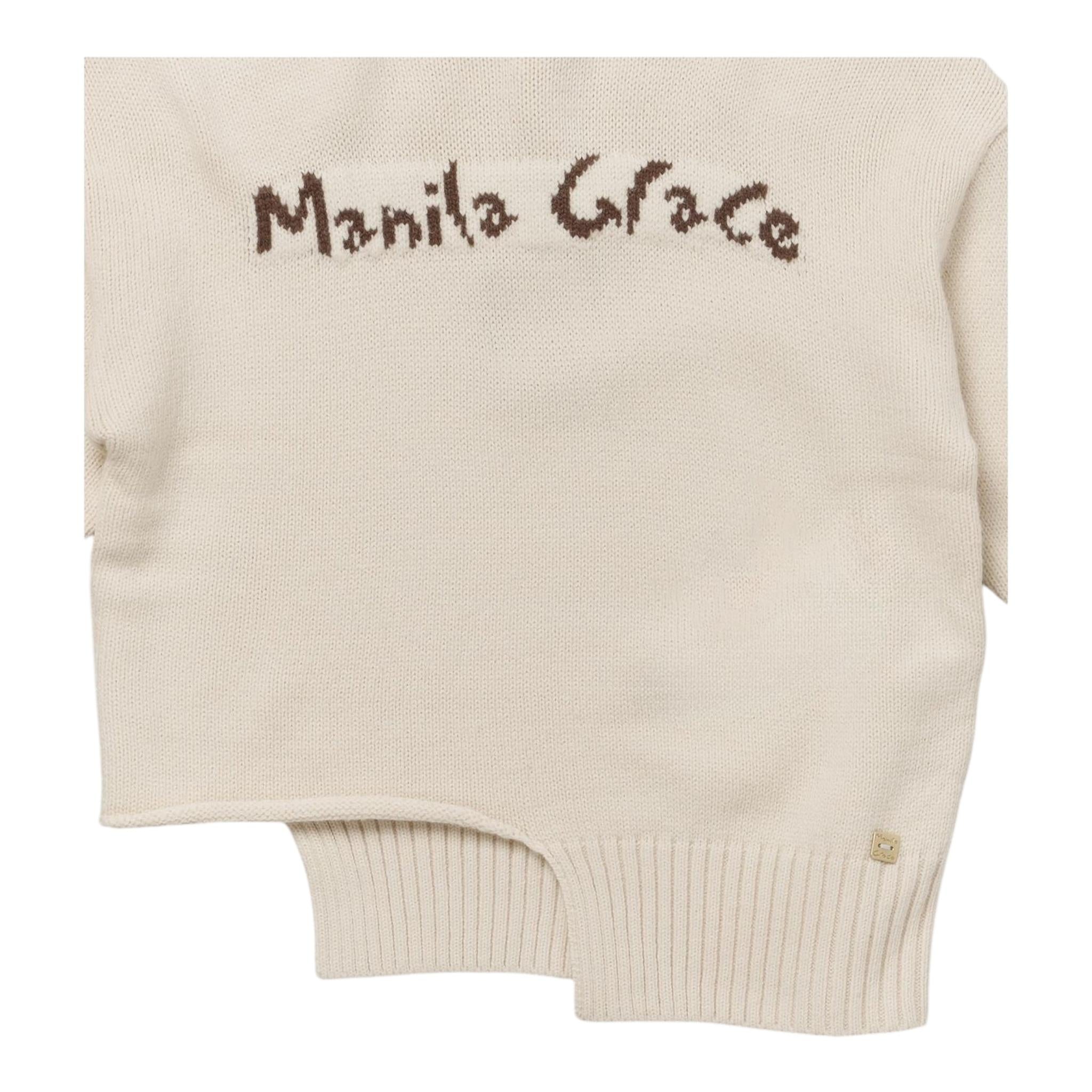 MANILA GRACE maglia collo alto tinta unita con stampa Panna per Bambina MFJF24M169 PANNA MANILA GRACE