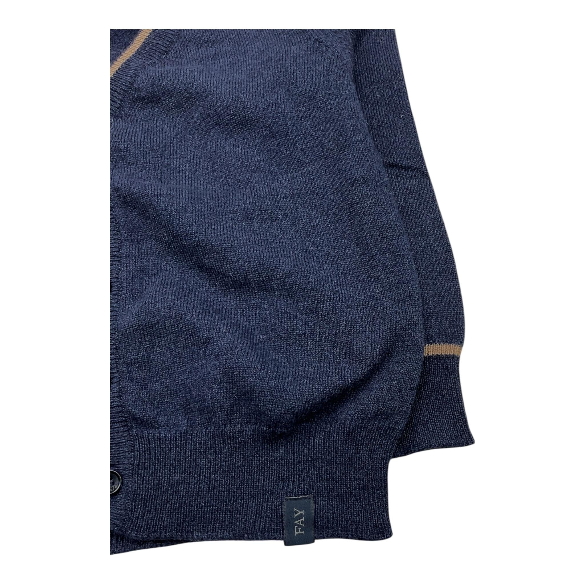 FAY cardigan tinta unita con profili in contrasto Blu per Bambino FT9P70 BLU FAY