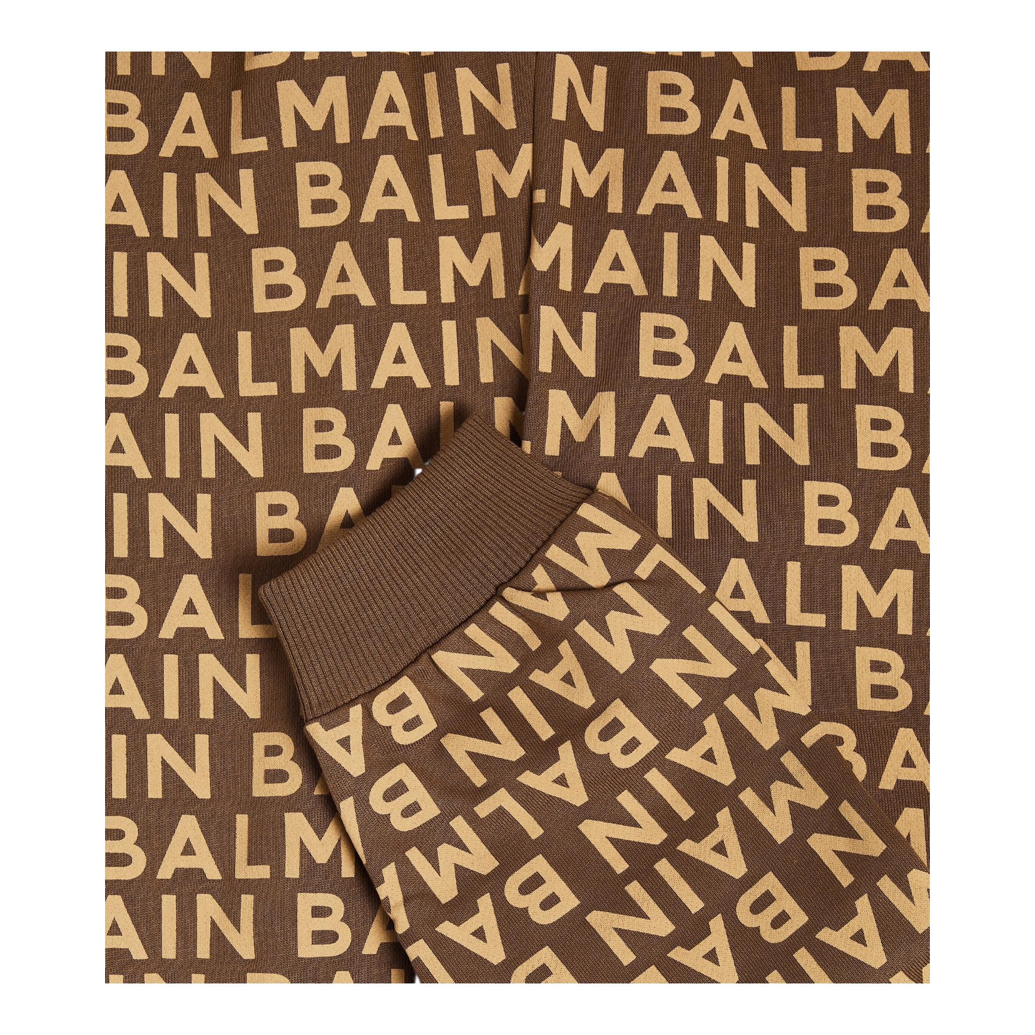 BALMAIN pantalone tuta tinta unita con stampe logo Beige per Bambino BT7Q40 BEIGE BALMAIN