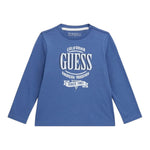GUESS shirt girocollo tinta unita con stampa Blu per Neonato N4YI30K8HM4X BLU GUESS
