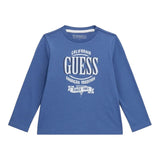 GUESS shirt girocollo tinta unita con stampa Blu per Neonato N4YI30K8HM4X BLU GUESS