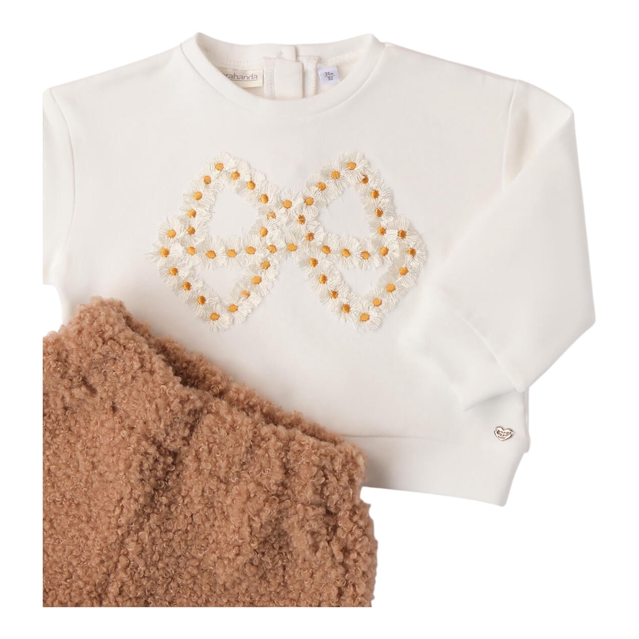SARABANDA completo 2pz bicolore felpa-short Bianco/cammello per Bambina 0A275 BIANCO/CAMMELLO SARABANDA