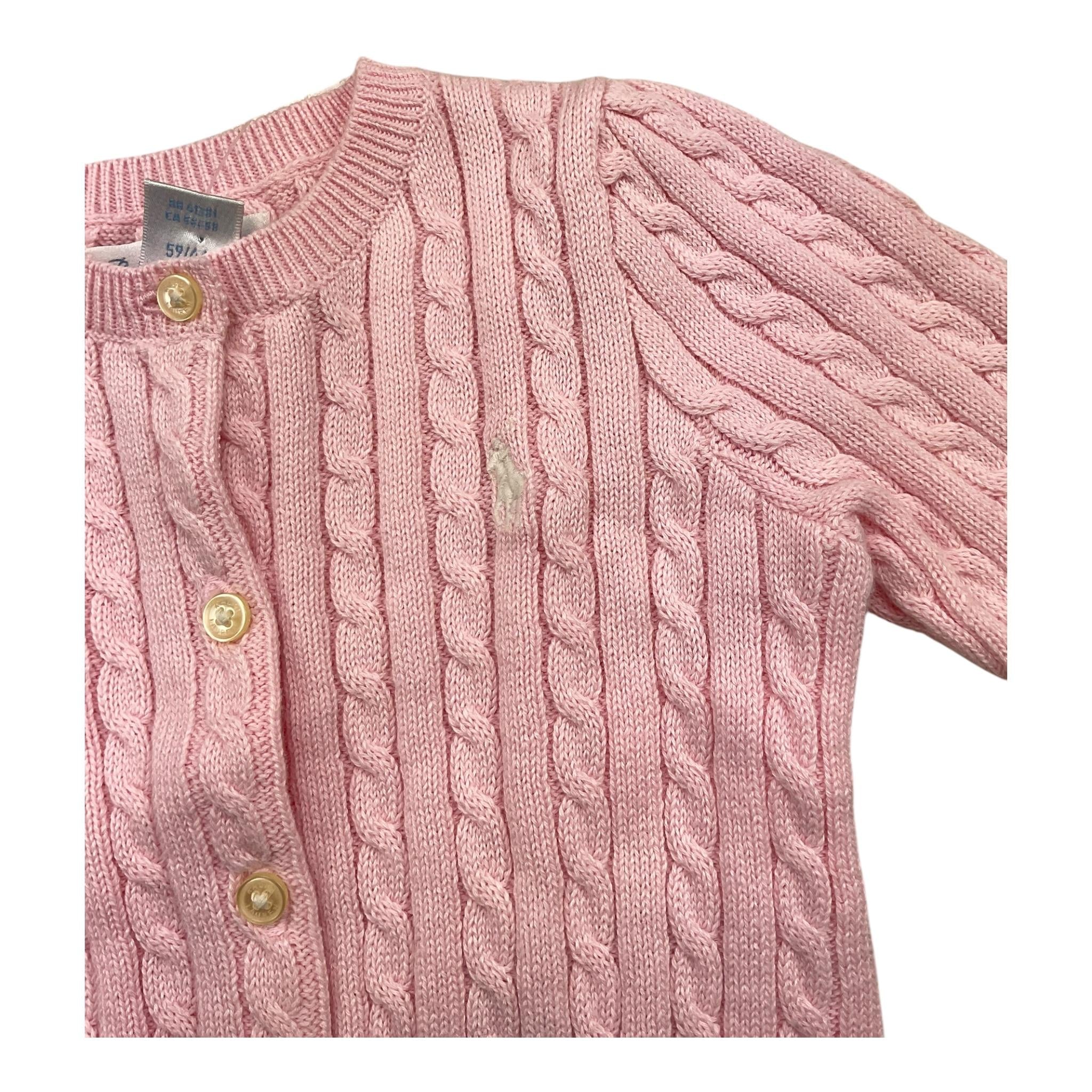 RALPH LAUREN cardigan tinta unita con ricami Rosa per Neonata 310543047006 ROSA RALPH LAUREN