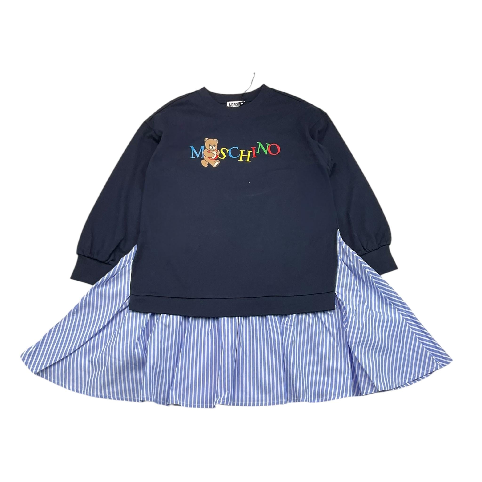 MOSCHINO abito bicolore girocollo con fantasia a righe Blu per Bambina HDV0GT BLU MOSCHINO