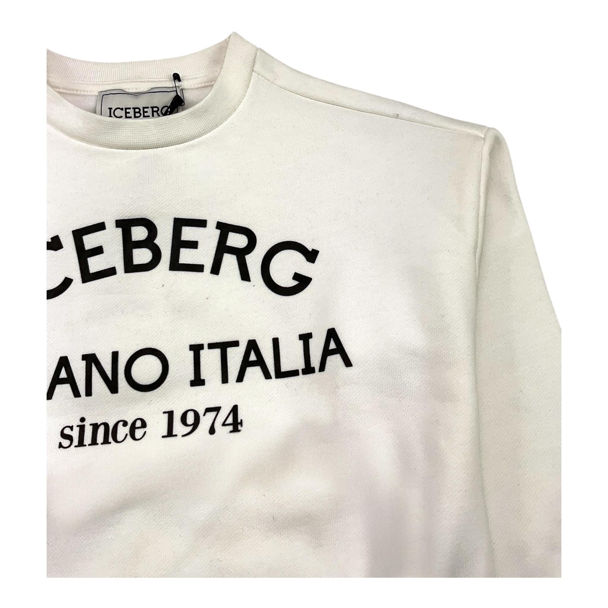 ICEBERG felpa chiusa girocollotinta unita con stampa logo Panna per Bambina MFICE5334JX PANNA ICEBERG