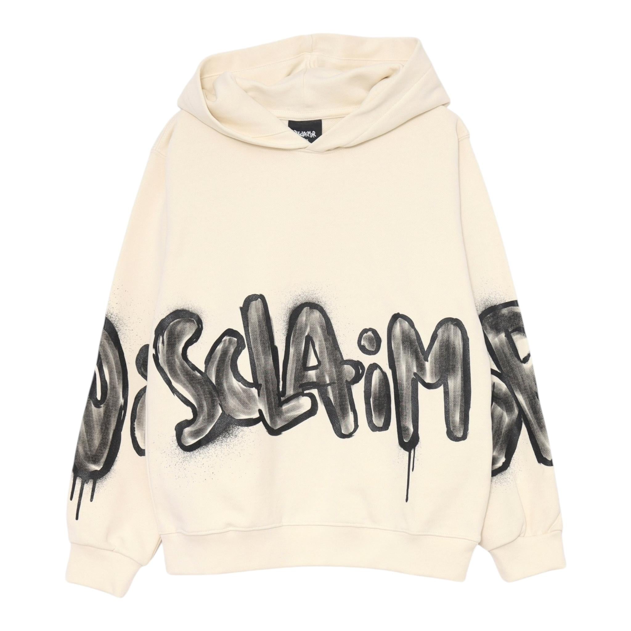 DISCLAIMER felpa con cappuccio tinta unita e stampa Panna per Bambino 24IDK58242X PANNA DISCLAIMER