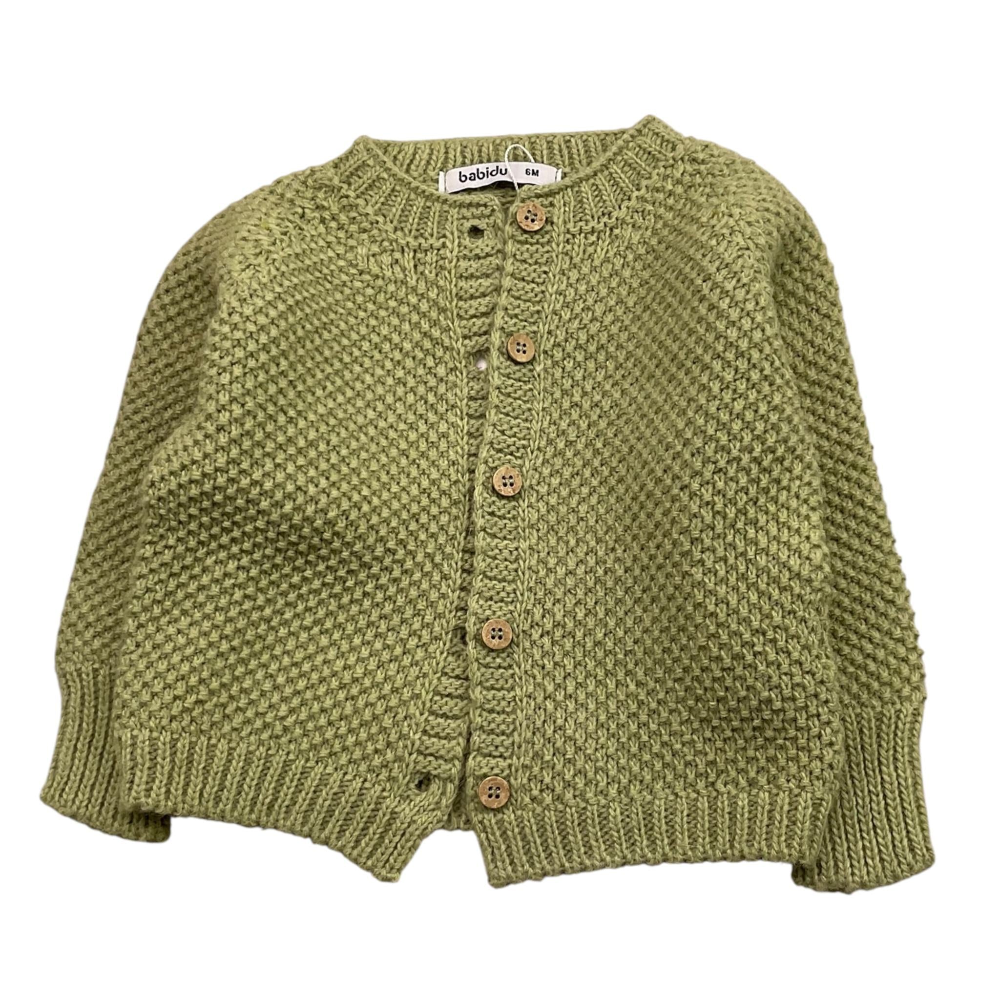 BABIDU cardigan tinta unita con bottoni in contrasto Verde per Bambina 60683J VERDE BABIDU