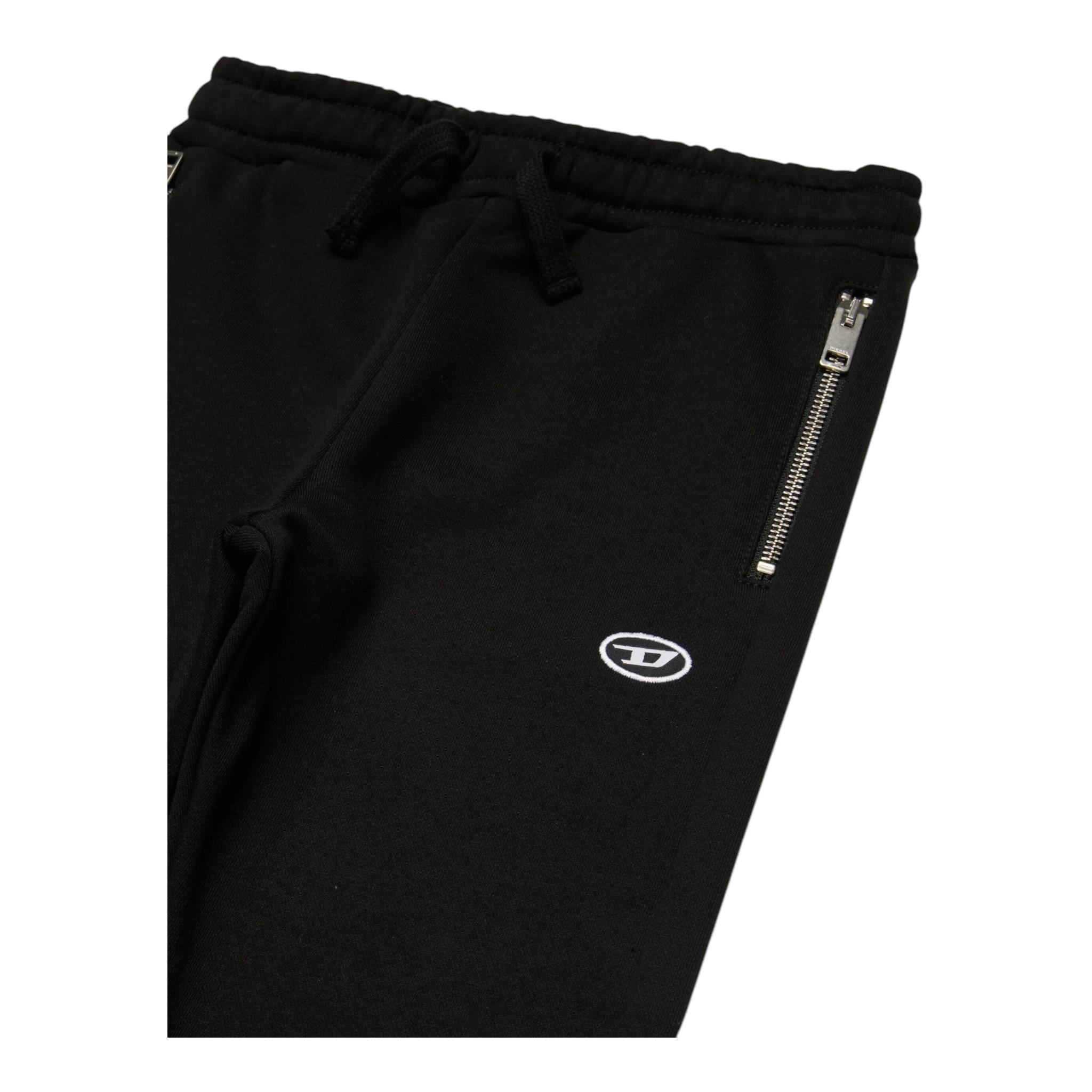 DIESEL pantalone tuta tinta unita con stampa logo Nero per Bambino J02031 NERO DIESEL