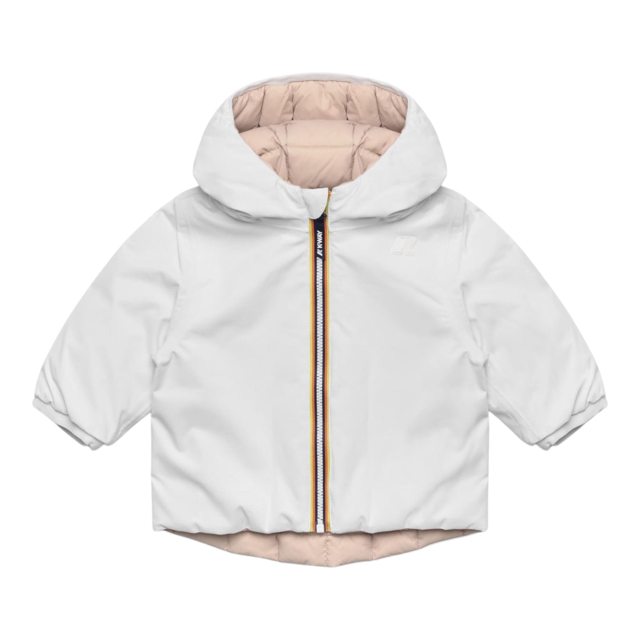 K-WAY giubbino reversibile con zip e cappuccio bicolore Bianco/beige per Neonata K7132PW BIANCO/BEIGE K-WAY