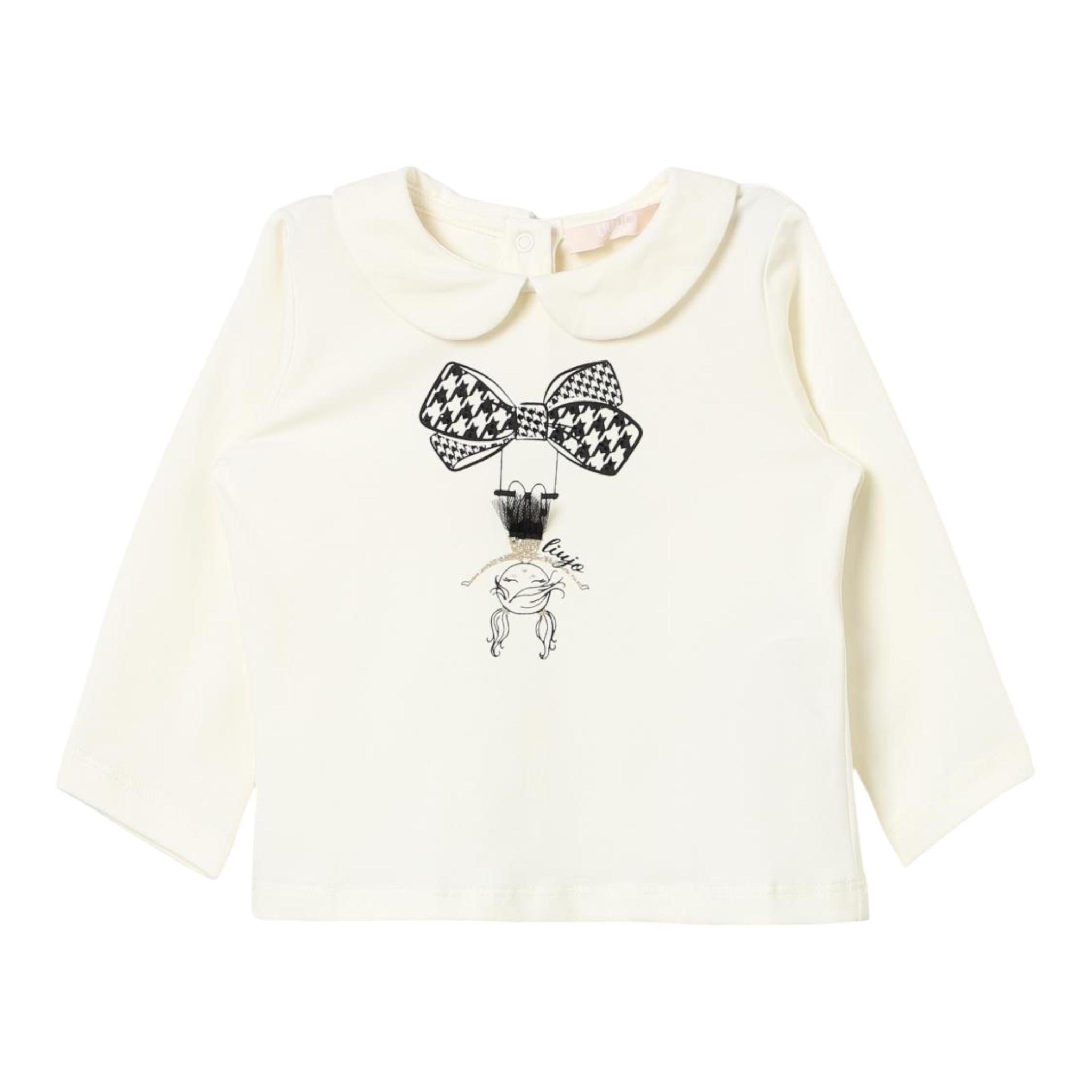LIU JO shirt girocollo tinta unita con stampa in contrasto Panna per Neonata HF40788 PANNA LIU JO