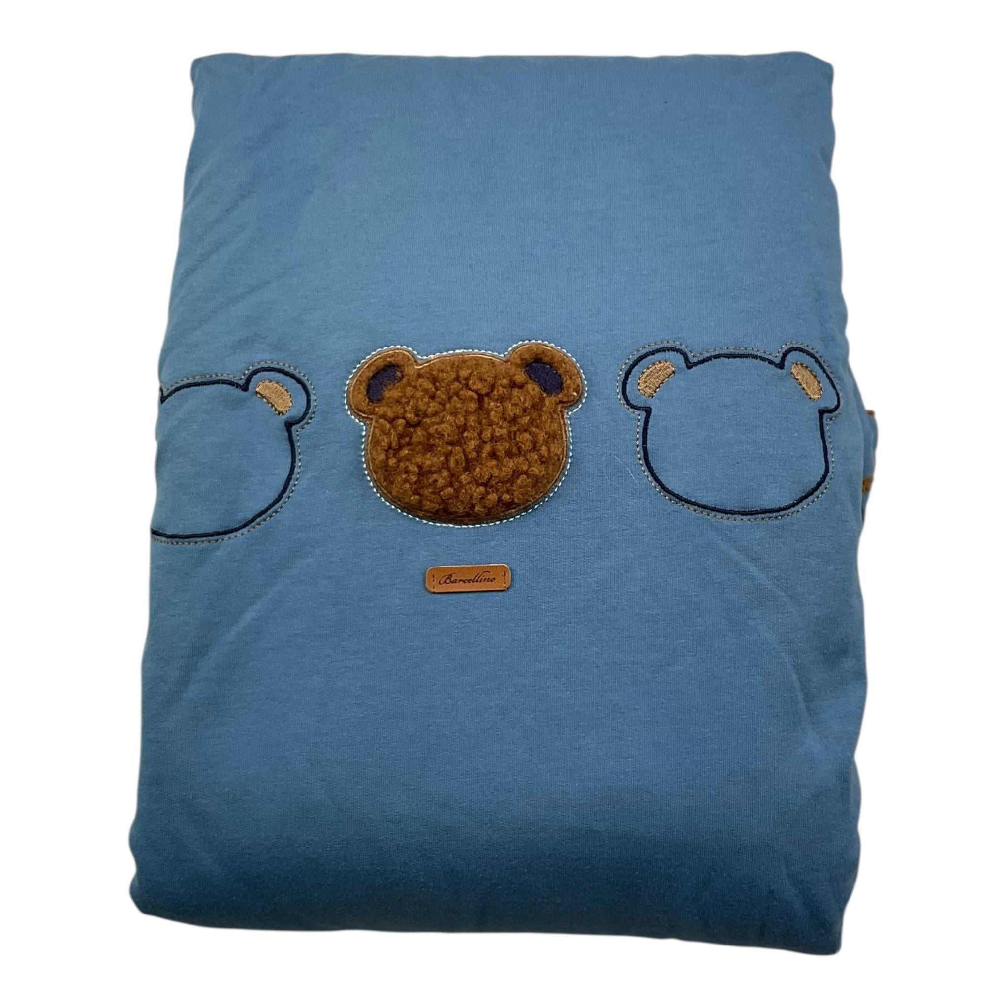 BARCELLINO coperta bicolore cn ricami Blu/marrone per Neonato 105417 BLU/MARRONE BARCELLINO