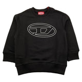DIESEL felpa chiusa girocollo tinta unita con stampa Nero per Bambino J01787XXX NERO DIESEL