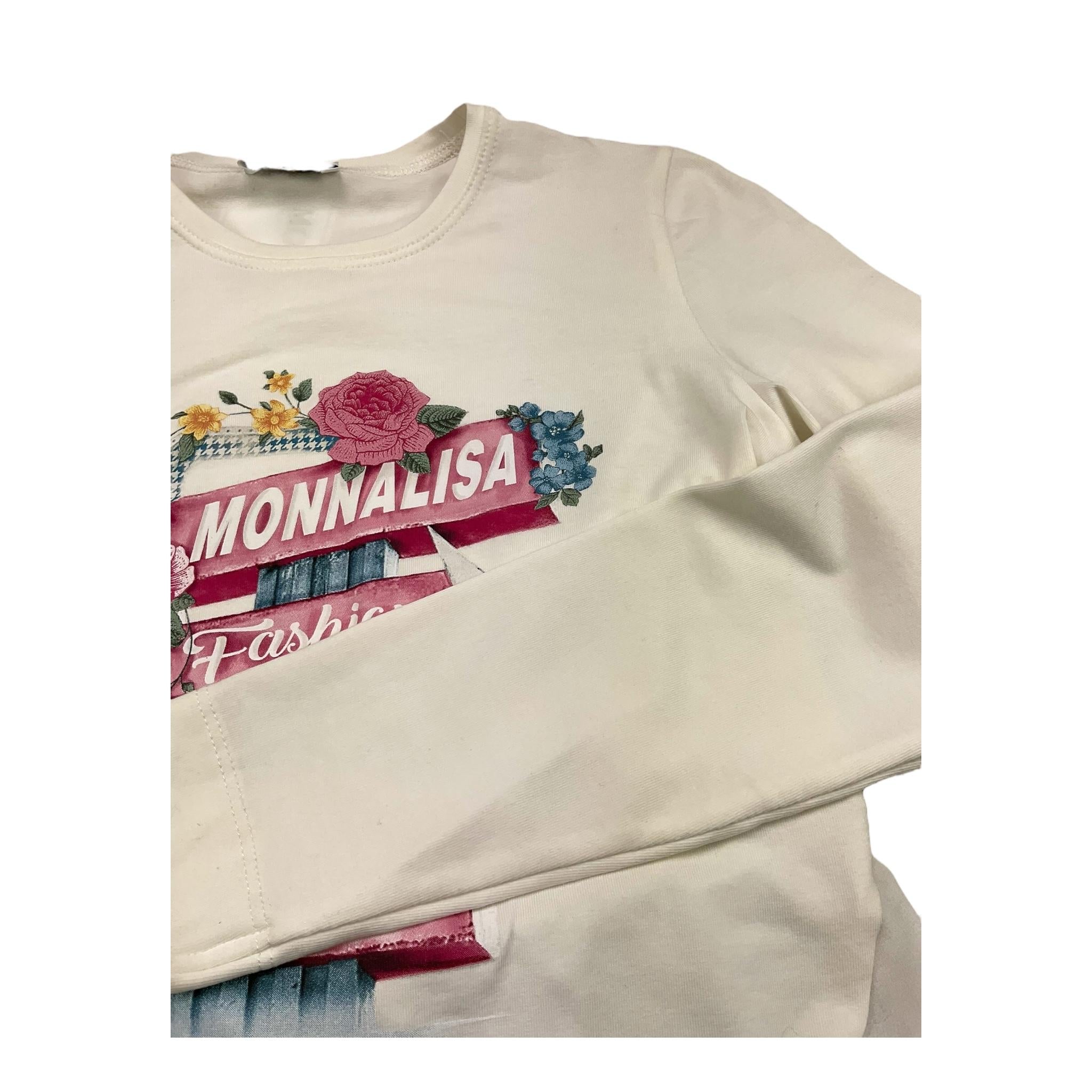 MONNALISA shirt tinta unita con stampa in contrast Panna per Bambina THMNN PANNA MONNALISA