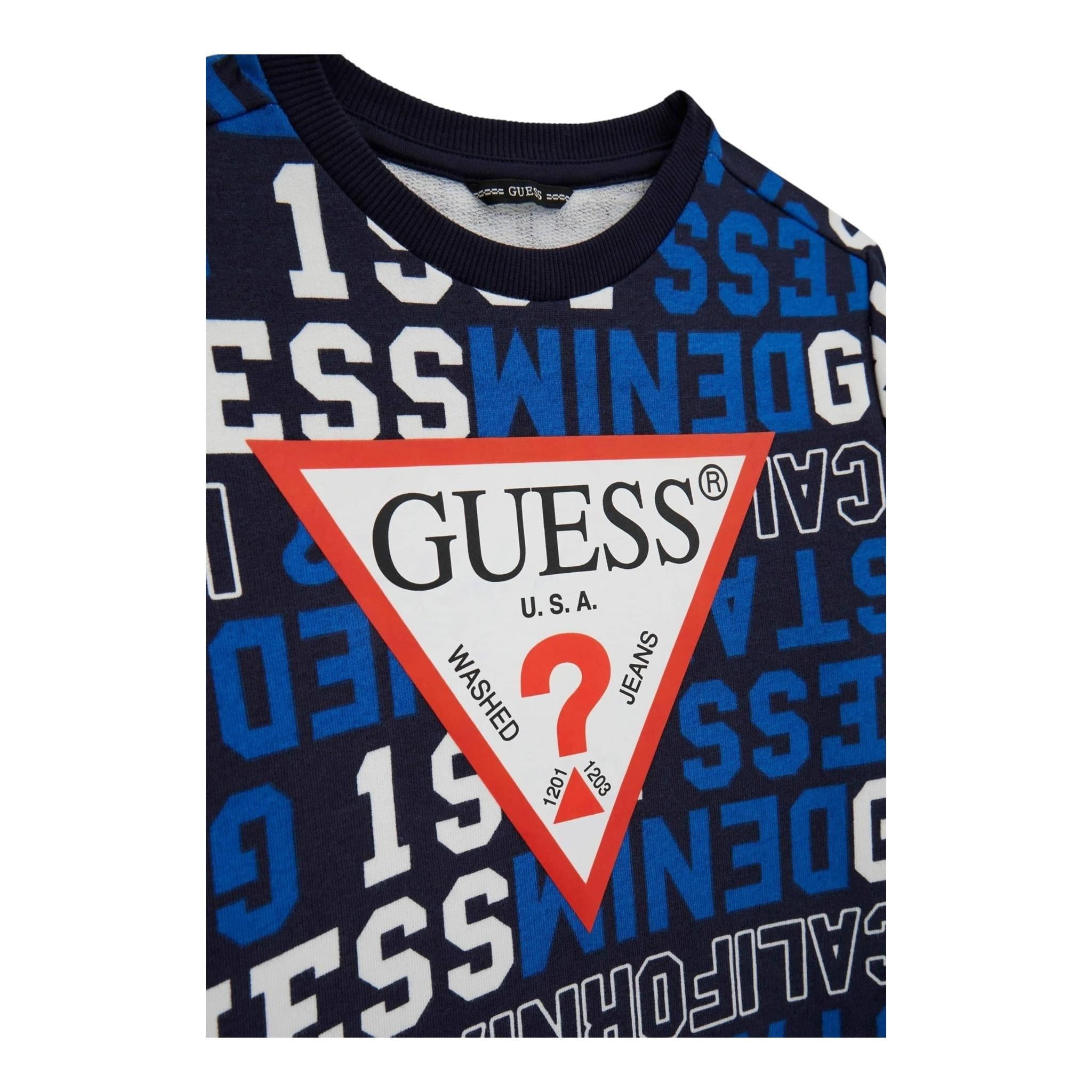 GUESS felpa chiusa girocollo stampa fantasia Blu per Neonato N4YQ02KA6R33 BLU GUESS