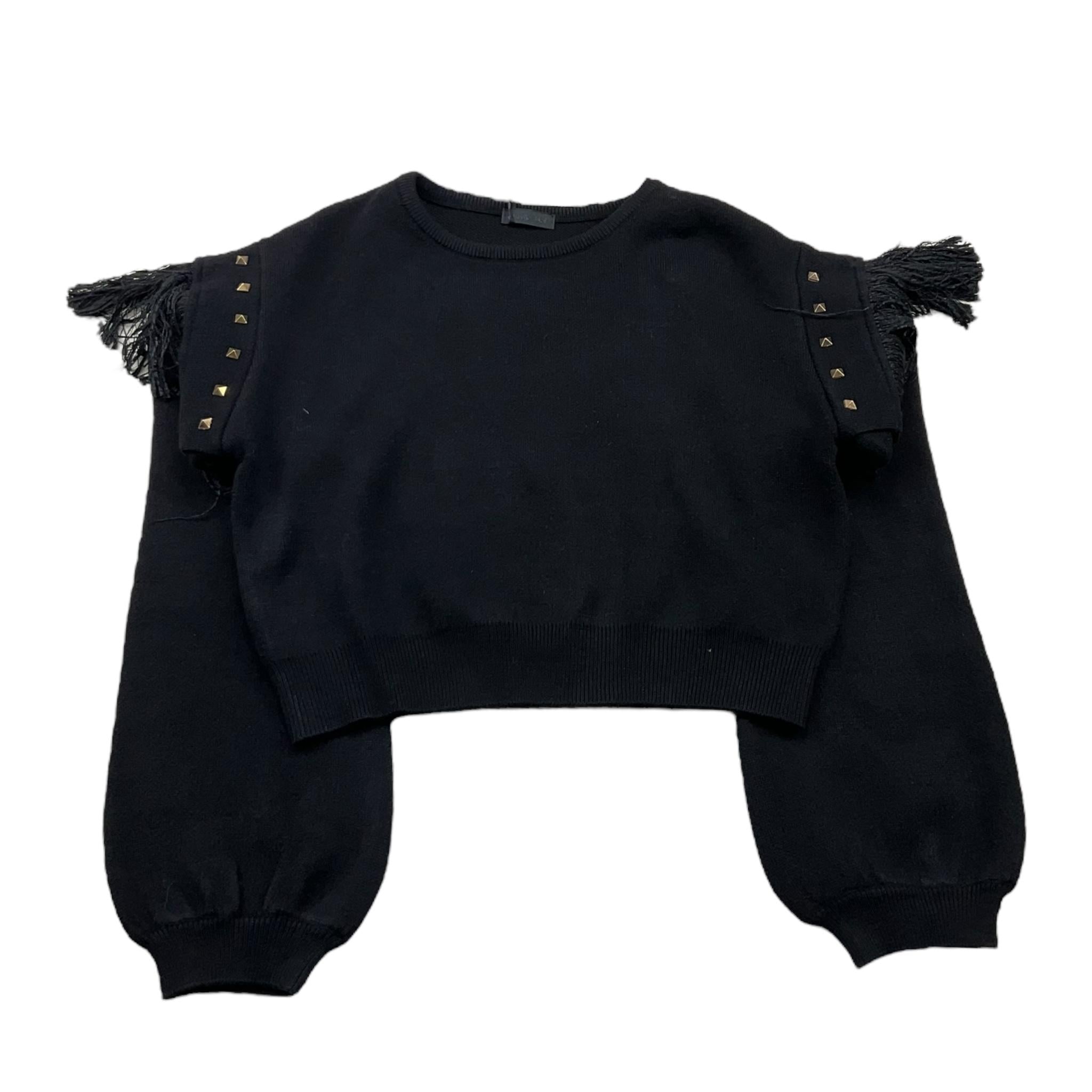 FUN & FUN maglia girocollo tinta unita con frange Nero per Bambina FNJSW15854X NERO FUN & FUN