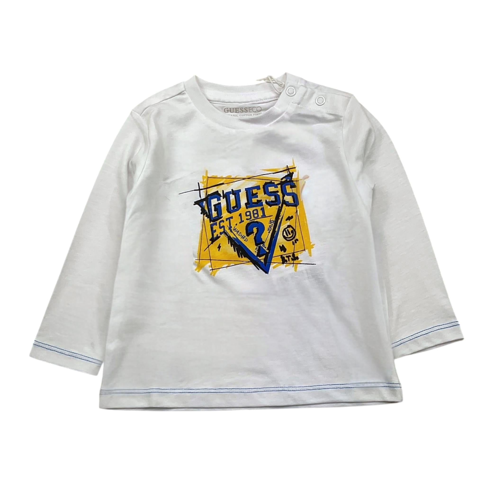 GUESS shirt girocollo tinta unita con stampa Bianco per Bambino N4YI01K8HM4XXJ BIANCO GUESS