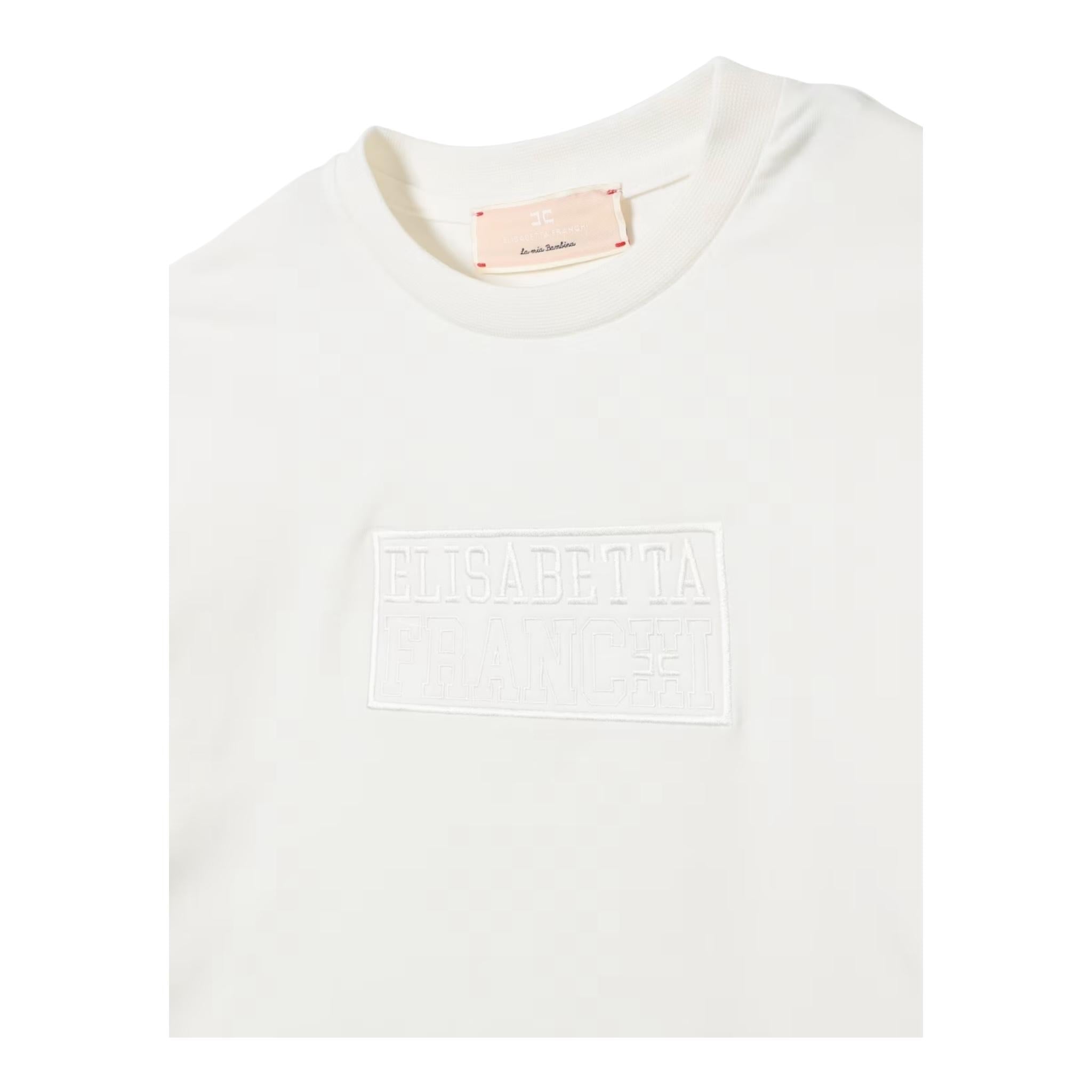 ELISABETTA FRANCHI shirt girocollo tinta unita con stampa Panna per Bambina EFTS224XXX PANNA ELISABETTA FRANCHI