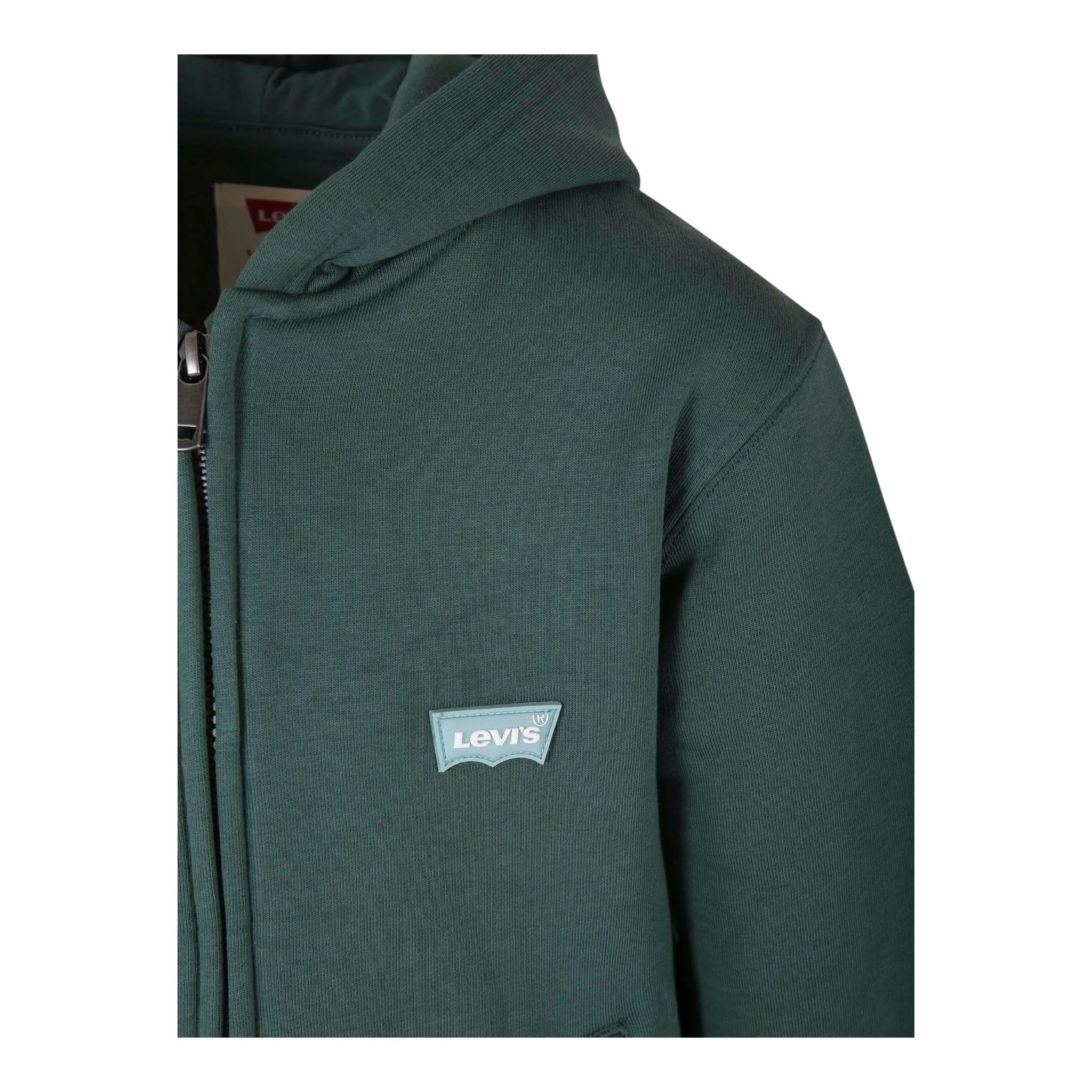LEVI'S felpa con zip e cappuccio tinta unita con logo Verde per Bambino 8EL158 VERDE LEVI'S