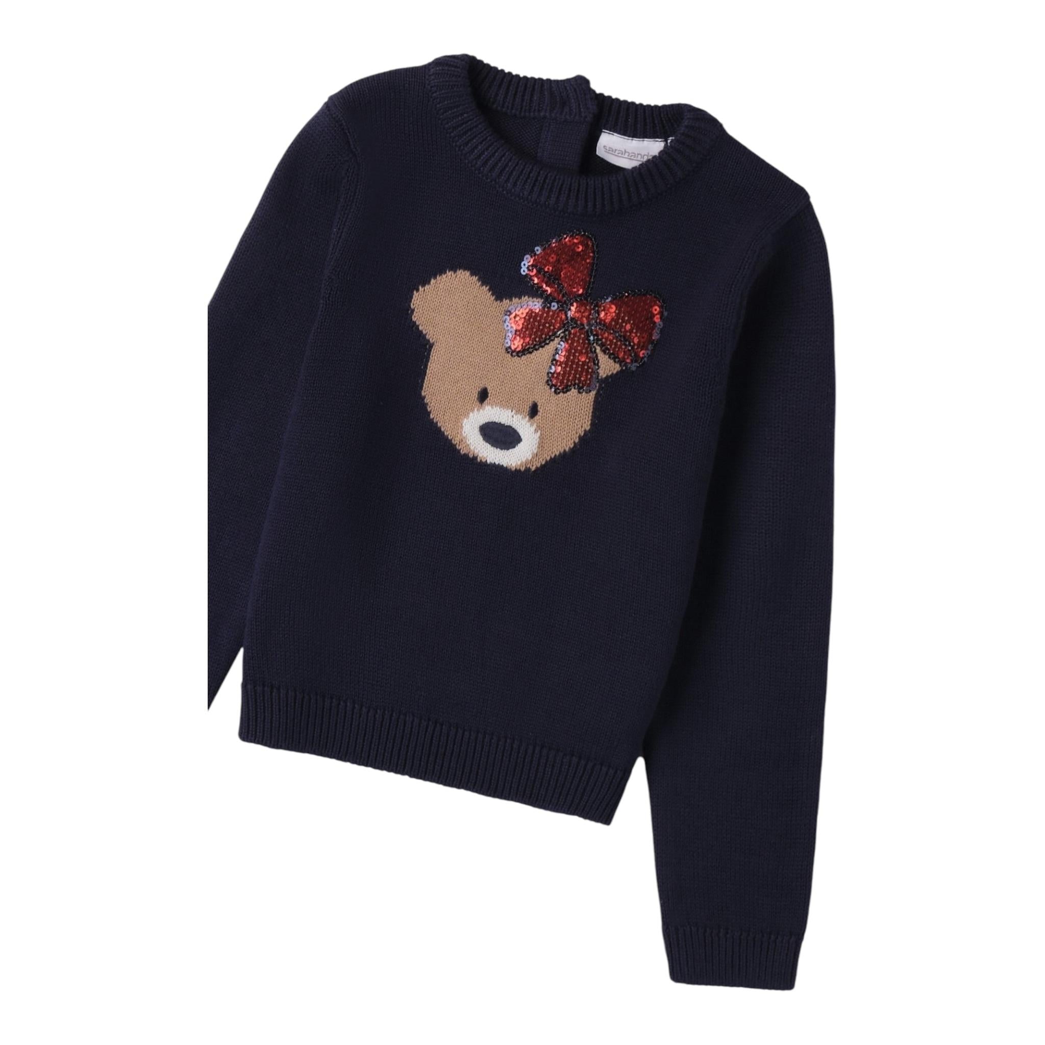 SARABANDA maglia tinta unita con paillettes Blu per Bambina A316 BLU SARABANDA