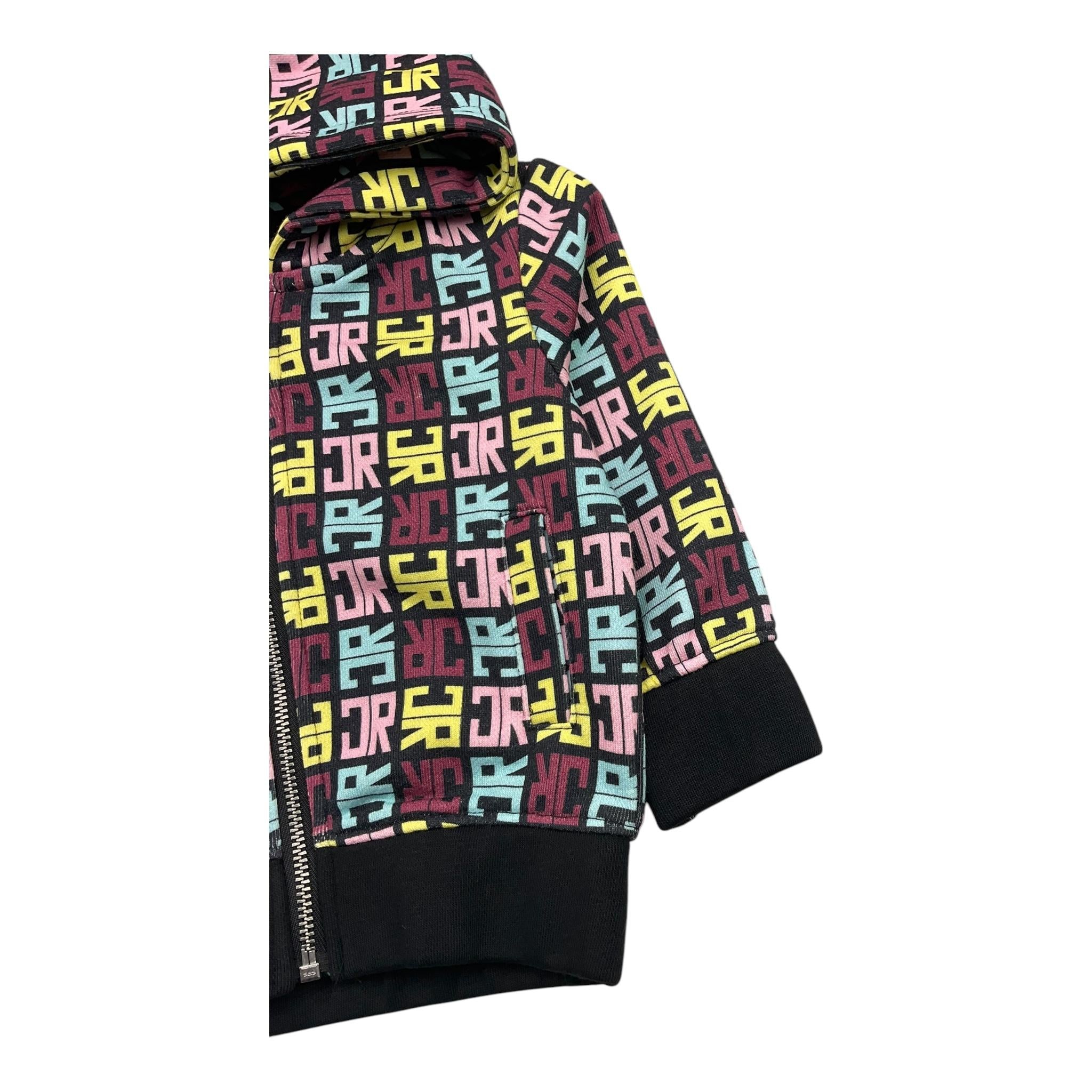JOHN RICHMOND felpa cn zip e cappuccio fantasia logo Nero per Neonata RIA25069FE NERO JOHN RICHMOND