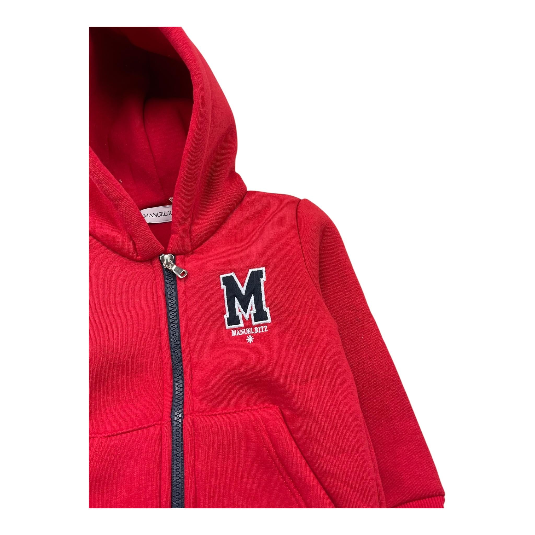 MANUEL RITZ felpa con zip e cappuccio tinta unita Rosso per Bambino MR2819 ROSSO MANUEL RITZ