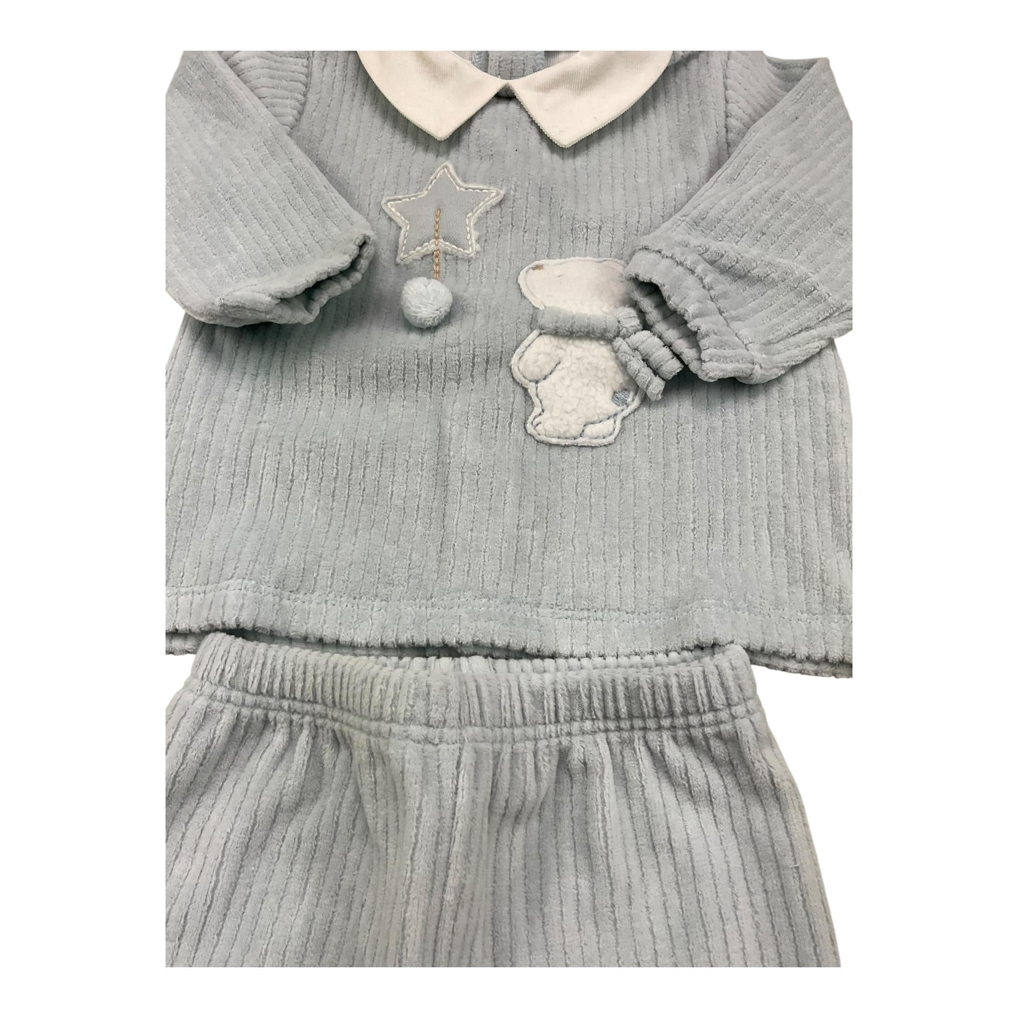 LALALU' completo 2pz maglia-ghettina tinta unita con stampa Azzurro per Neonata CPL1NX AZZURRO LALALU'