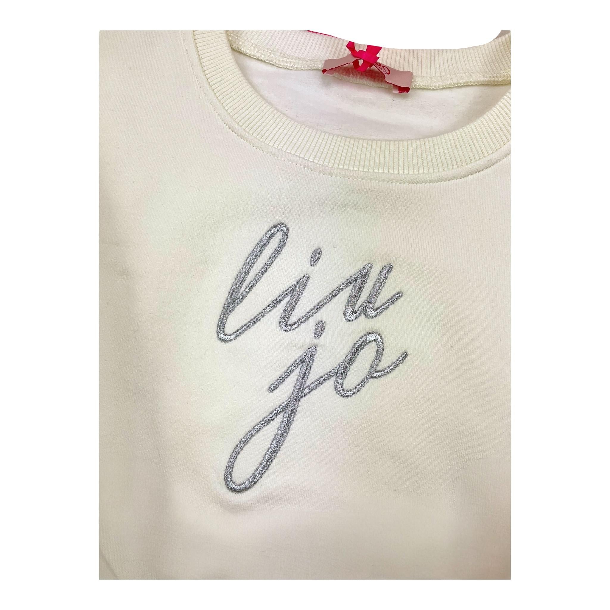 LIU JO felpa modello crop tinta unita con stampa Bianco per Bambina GF4092 BIANCO LIU JO