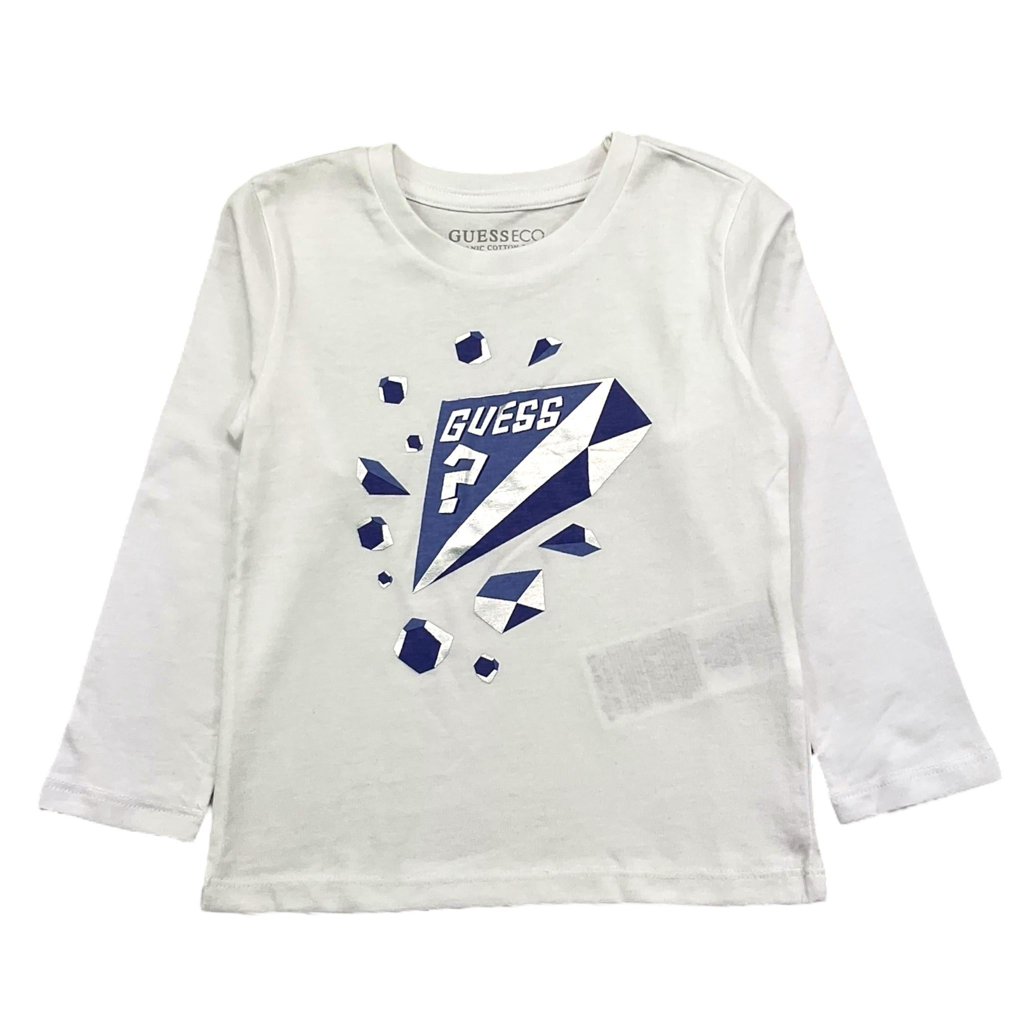 GUESS shirt girocollo tinta unita con stampa in contrasto Bianco per Neonata N4BI12I3Z14N BIANCO GUESS