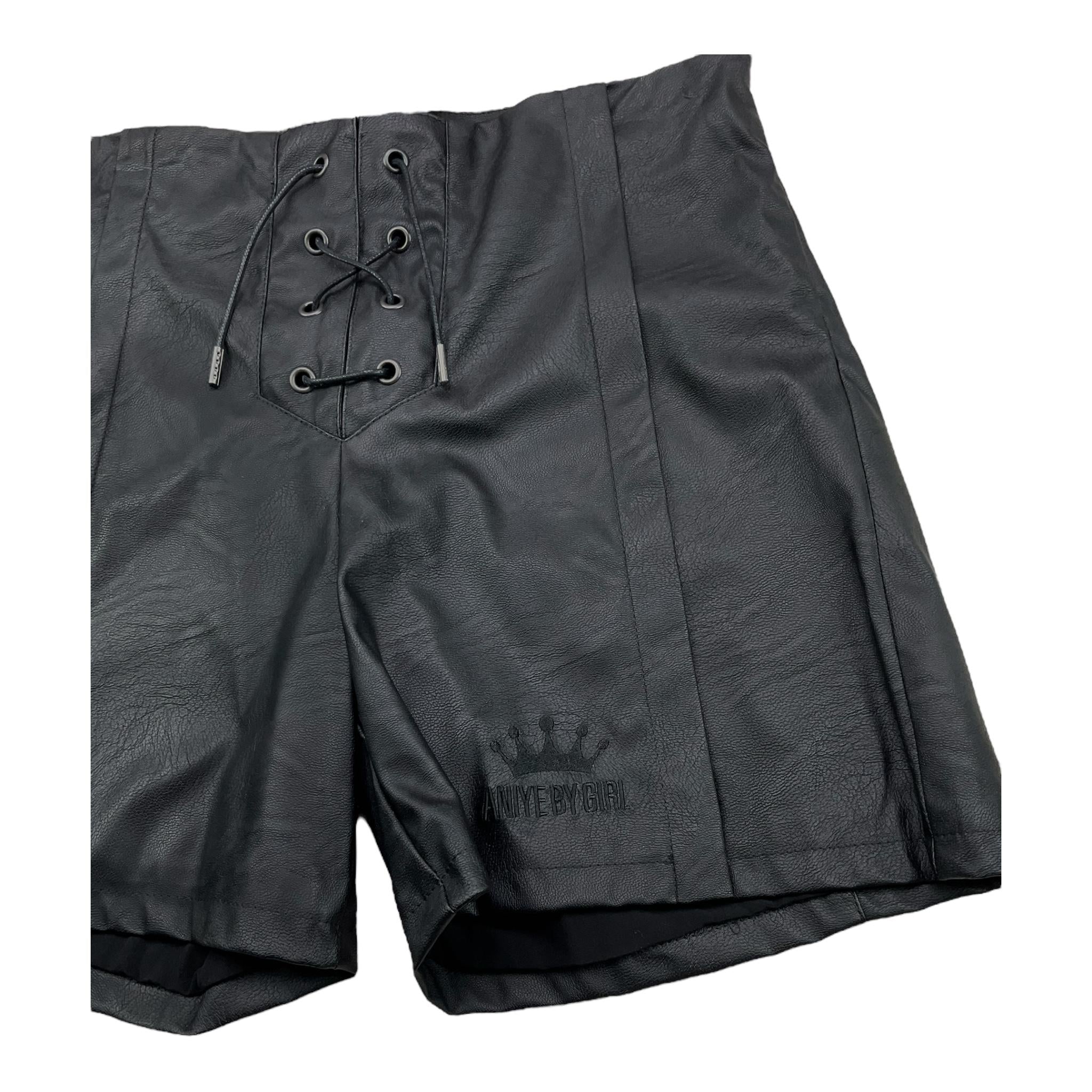 ANIYE BY GIRL short in ecopelle tinta unita Nero per Bambina 032358 NERO ANIYE BY GIRL