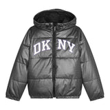 DKNY giubbino reversibile con cappuccio e stampa logo Nero per Bambina D60179 NERO DKNY