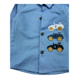 TRUSSARDI camicia manica lunga tinta unita con stampe in contrasto Azzurro per Neonato TIA25119CA AZZURRO TRUSSARDI