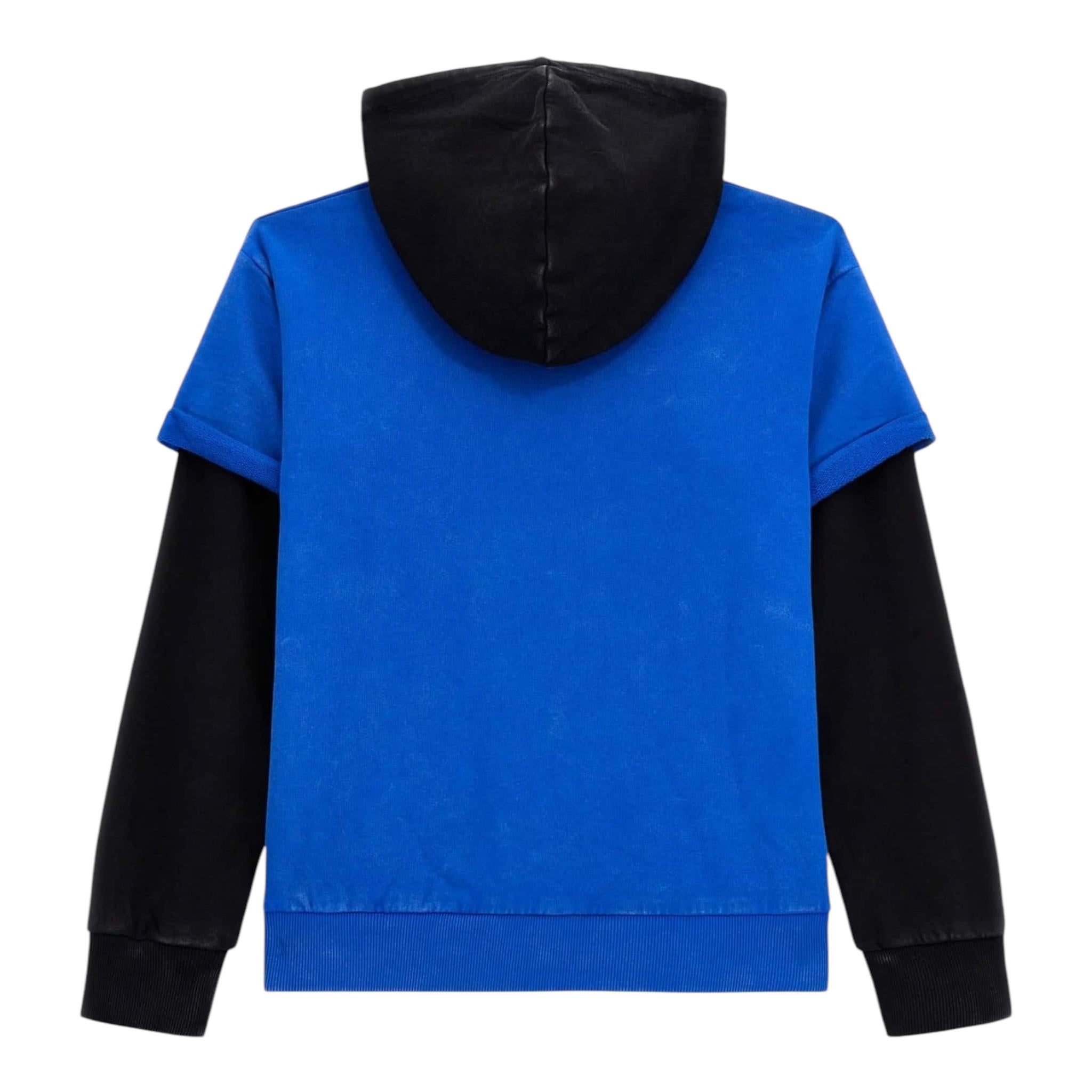 GUESS felpa bicolore con maniche in contrasto e cappuccio Blu/nero per Bambino L4YQ01KA6R3 BLU/NERO GUESS