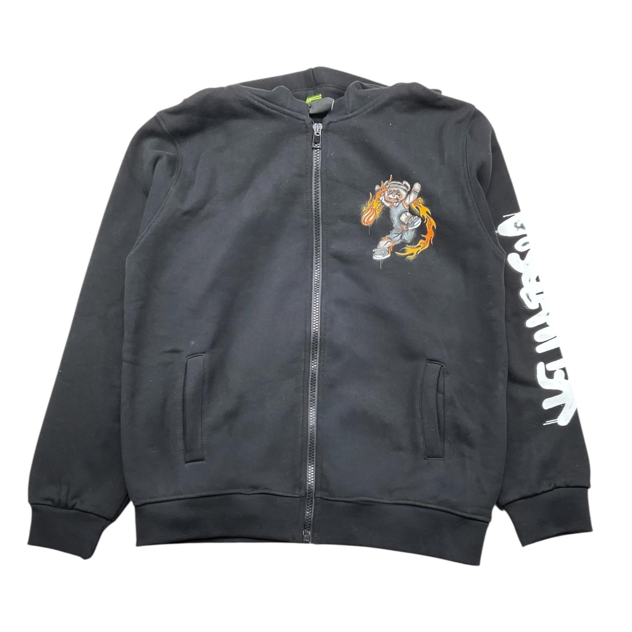 DISCLAIMER felpa tinta unita con zip e cappuccio Nero per Bambino 24IDK58261 NERO DISCLAIMER