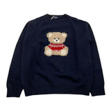 IL GUFO maglia gircollo tinta unita con ricamo orso Blu per Bambino A23MA334EM220 BLU IL GUFO