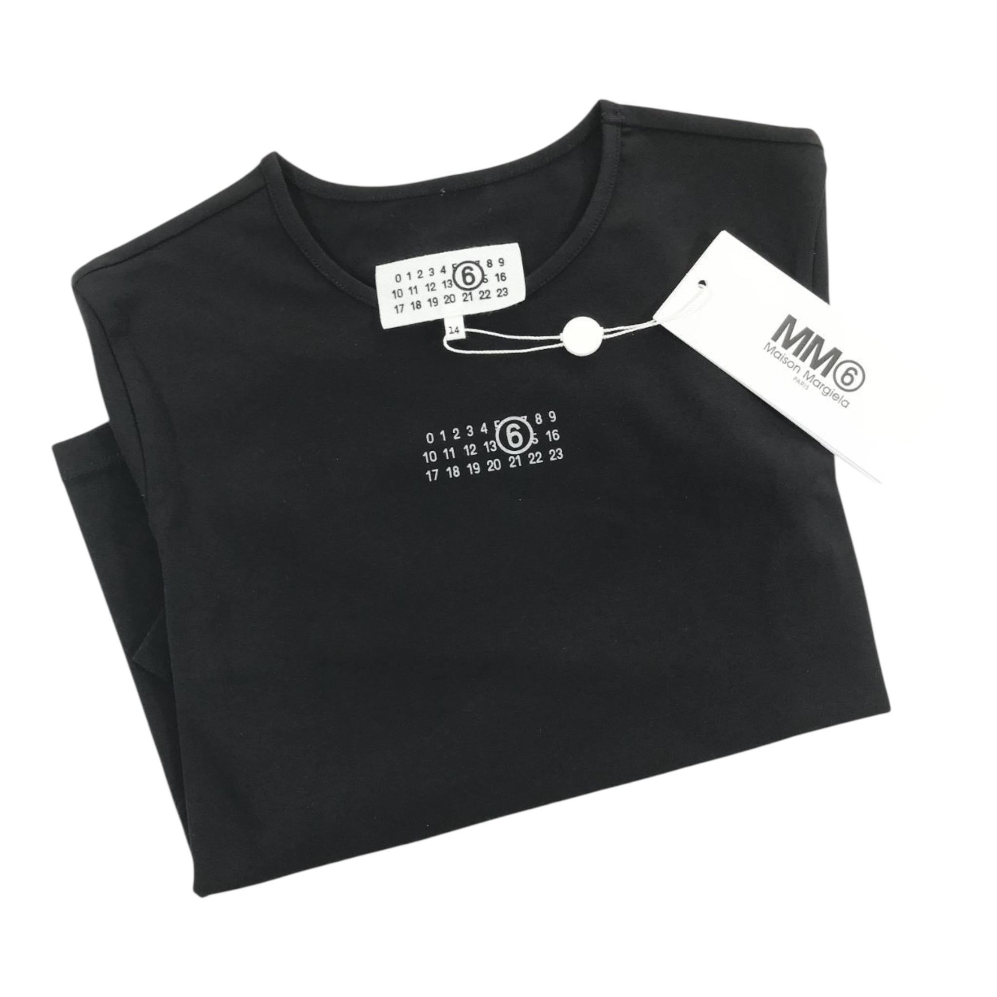 MAISON MARGIELA shirt girocollo tinta unita con stampa Nero per Bambina M60675 NERO MAISON MARGIELA
