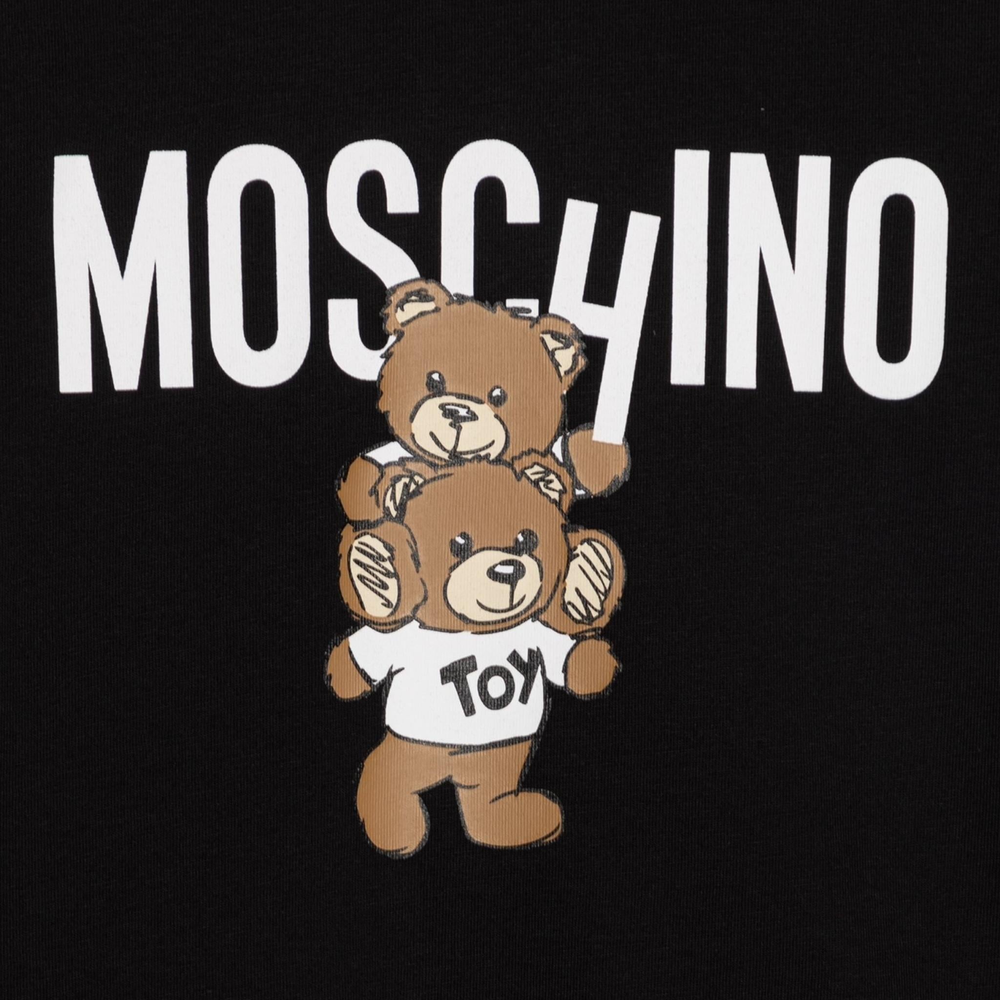 MOSCHINO shirt girocollo tinta unita cn stampa in contrasto Nero per Neonato MMO00RX NERO MOSCHINO